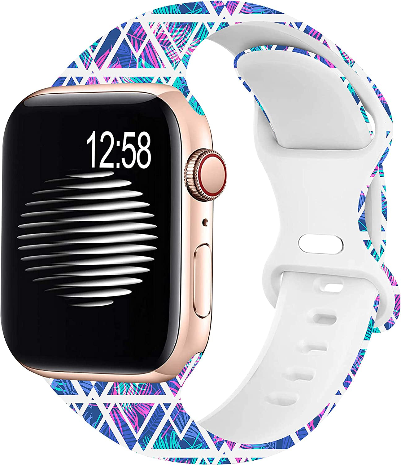 Creategreat Transparent Bands Compatible with Apple Watch Bands 41Mm 40Mm 38Mm 45Mm 44Mm 42Mm for Women Men, Clear Silicone Printed Fadeless Pattern Replacement Strap for Iwatch SE & Series 8,7,6,5,4,3,2,1  CreateGreat Palm Tri 45MM/44MM/42MM 
