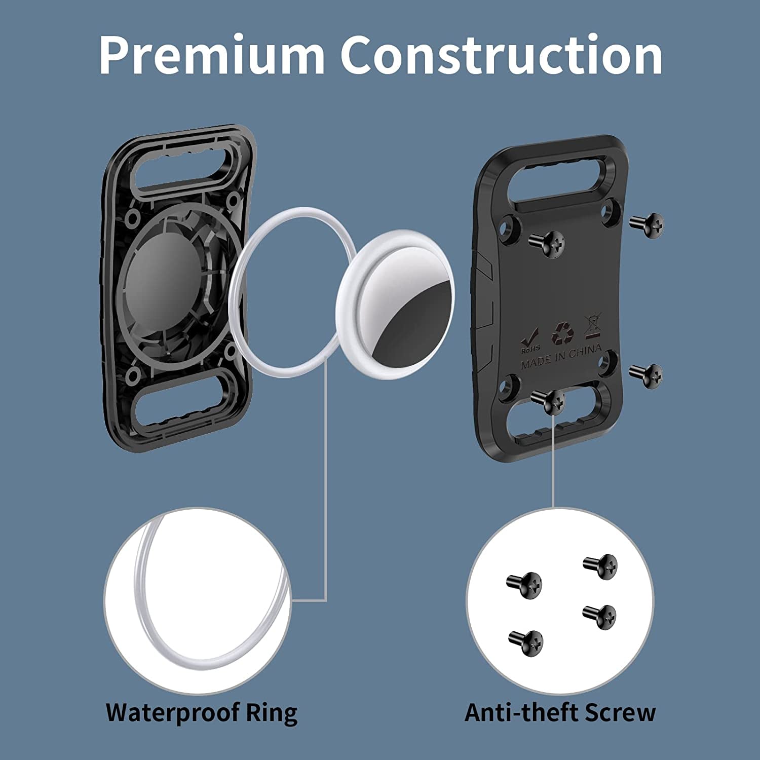 Reflective Airtag Dog Collar with Holder Case, Padded Breathable Dog Collar with Protective Waterproof Airtag Holder Case, Adjustable Nylon Pet Collar GPS Dog Collar for Medium and Large Dogs  Yootte   