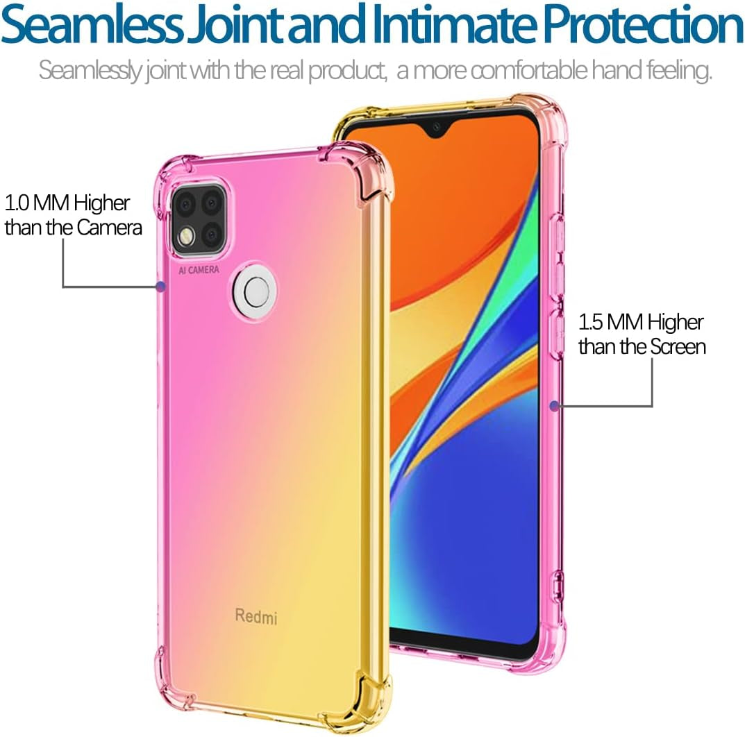 KOARWVC Case for Redmi 9C/Poco C3/Redmi 10A/Redmi 9 Activ Case, Crystal Clear Case Gradient Slim anti Scratch TPU Shockproof Protective Phone Cases Cover for Xiaomi Redmi 9C (Pink/Gold)  KOARWVC   