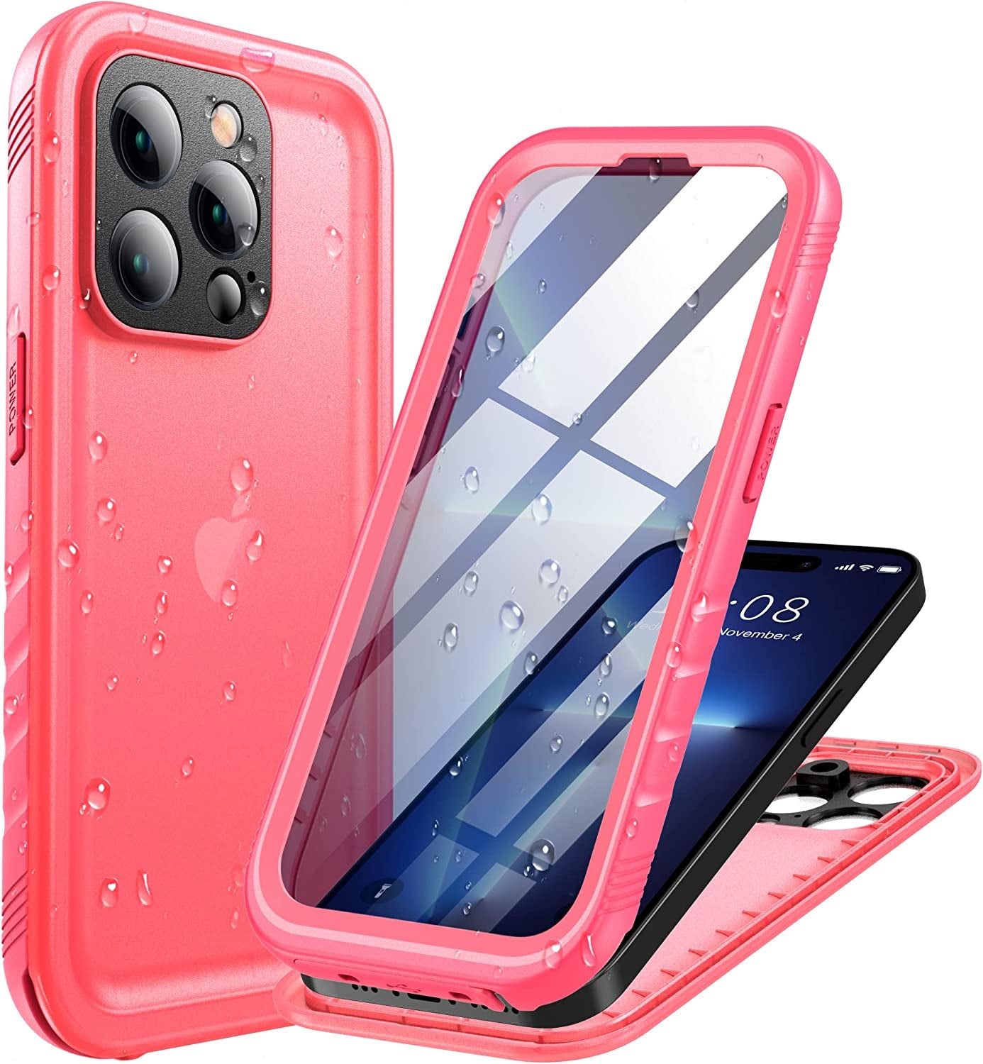Cozycase Compatible with Iphone 14 plus Waterproof Case - Full Body Shockproof Dustproof Dropproof Built in Screen Protector Rugged Waterproof Case for Iphone 14 plus 6.7 Inch Pink  Cozycase Pink Iphone 14 Pro（6.1''） 