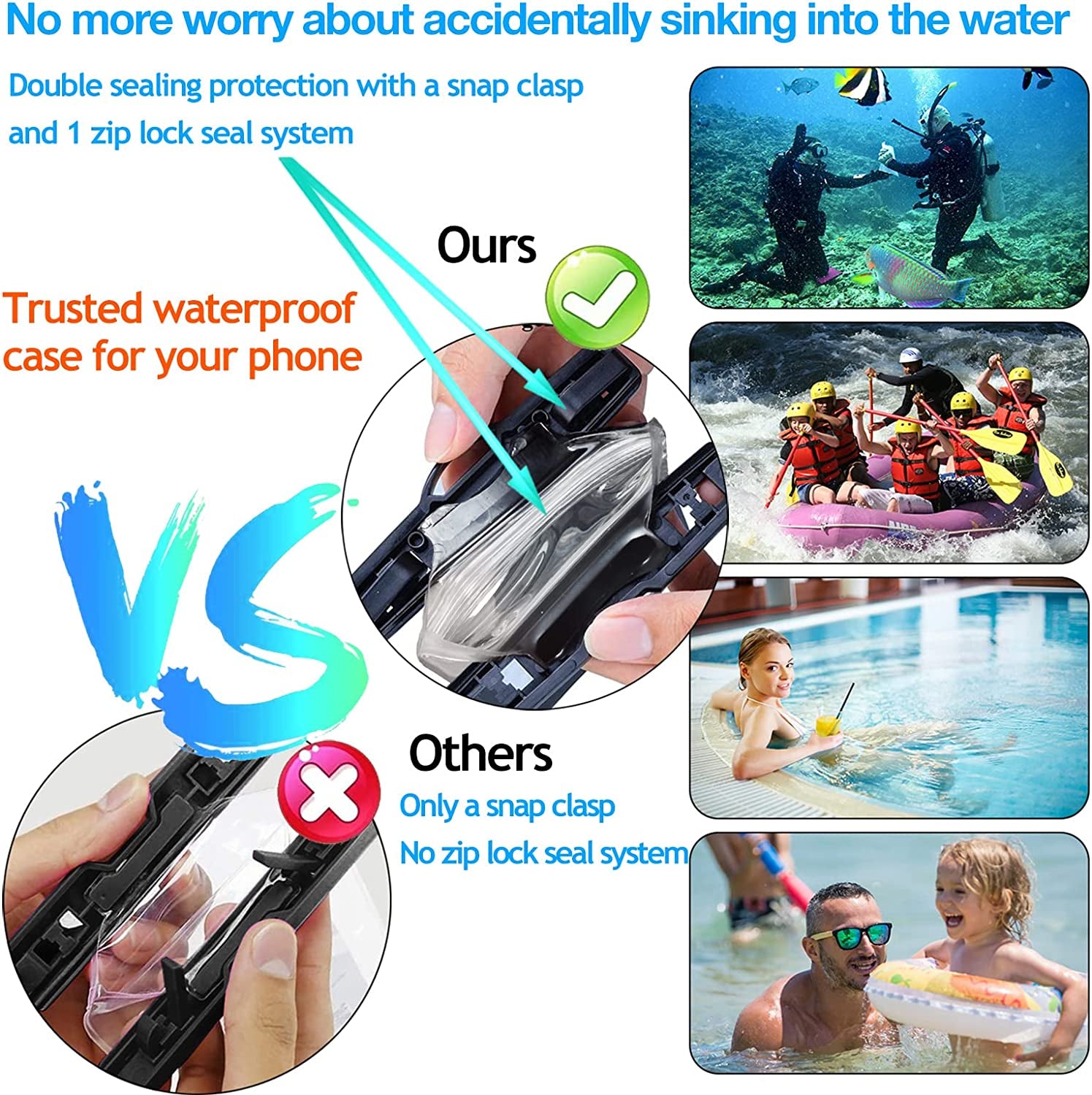 Large Universal Waterproof Case, Airuntech Waterproof Phone Pouch Compatible with Iphone 14 Pro Max/13/12/11/Xr/X/Se//8/7, Galaxy S22/S21, Note 20 Pixel/Oneplus Underwater Phone Protector Vacation  AiRunTech   