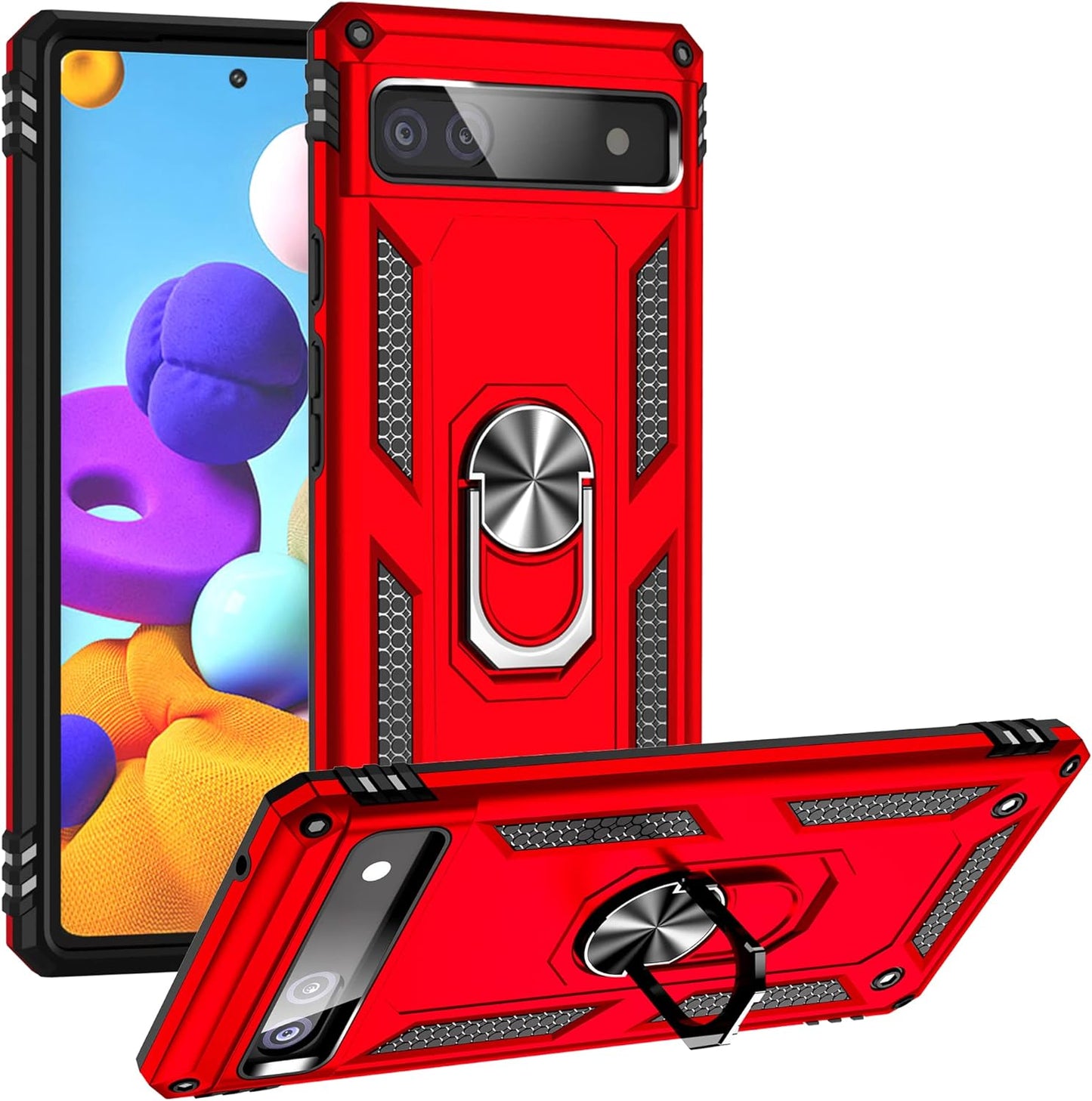 Korecase Designed for Google Pixel 6 Pro Case Heavy Duty Rugged Full Body Shockproof Scratch Proof Screen Protection Built-In 360 Ring Kickstand Military Hard Cover for Men Women Green  Korecase Red Google Pixel 6A 