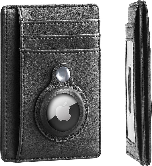 AMEHA Airtag Wallet (Genuine Leather) - Front Pocket Slim Minimalist Wallet for Men RFID Card Holder with ID Window  AMEHA   