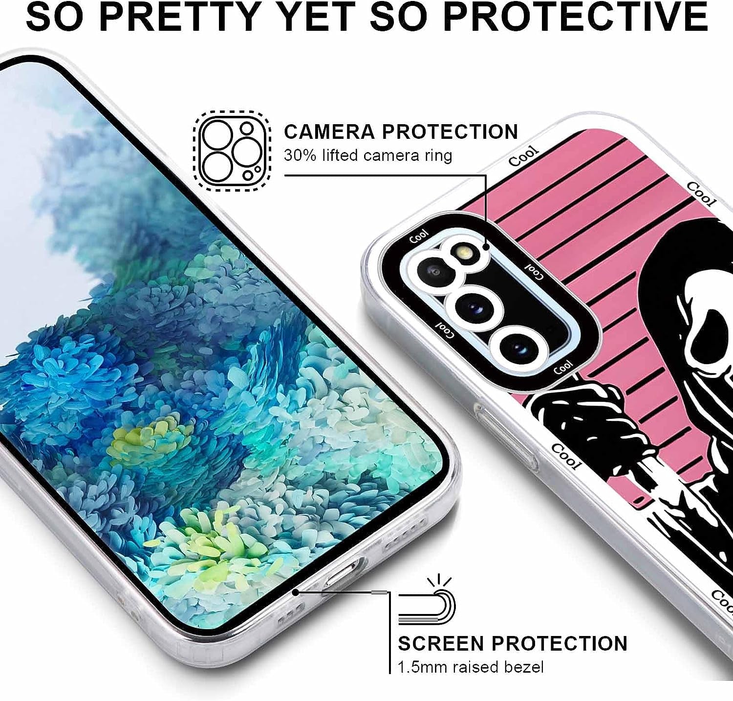 2 × Phone Case for Samsung Galaxy S20/S11E Case Clear 6.2",Scream Horror Movie Printed, Cute Skull Pattern Design Transparent Cases for Women Men Girls, Soft TPU Funda for Samsung S20/S11E,Ghost Face  DZY US   