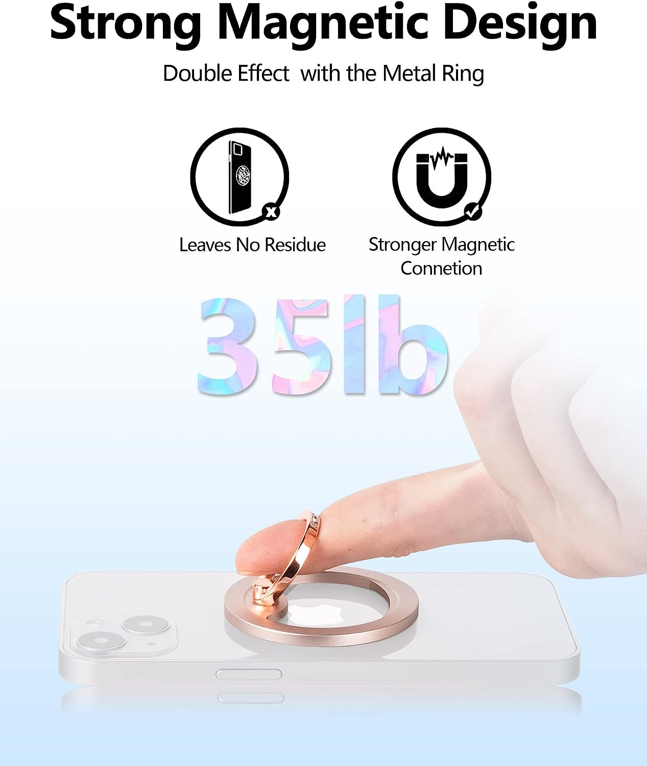 Magnetic Phone Grip (Maggo) Removable Phone Holder Stand Adjustable Finger Ring Grip Compatible with Magsafe for All Smartphone/Case (Rose Gold)  Shenzhen Debao Keji Youxian Gongsi   