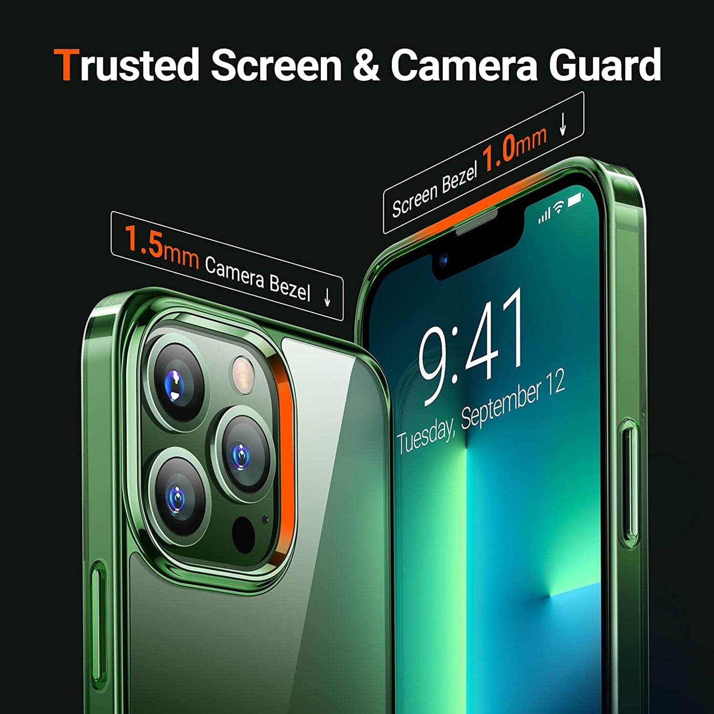 TORRAS Moonclimber for Iphone 13 Pro Max Case, [3 Stand Ways][Non-Yellowing & Military Grade Shockproof] Protective Slim Hard Clear Phone Case with Stand 6.7'' 2021, Green  TORRAS   