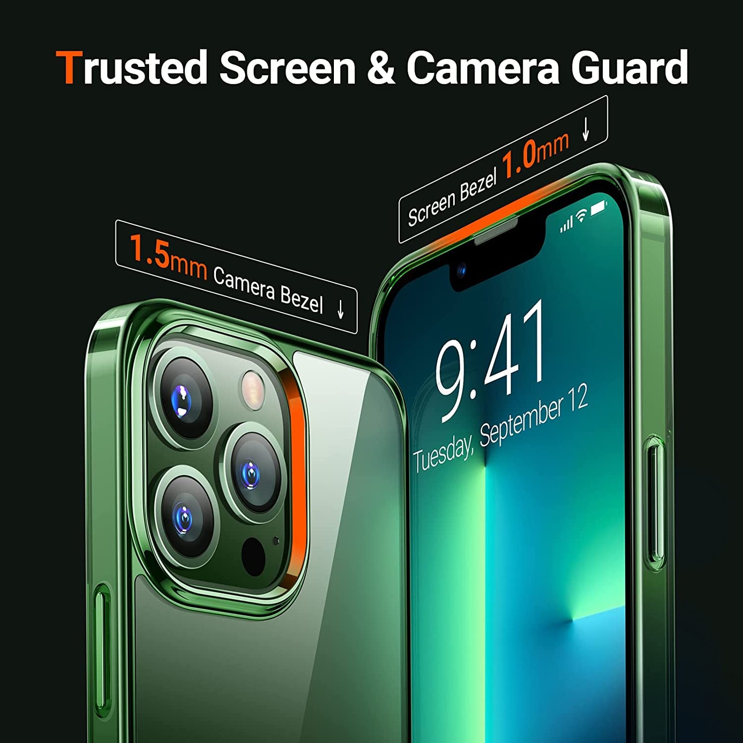 TORRAS Moonclimber for Iphone 13 Pro Max Case, [3 Stand Ways][Non-Yellowing & Military Grade Shockproof] Protective Slim Hard Clear Phone Case with Stand 6.7'' 2021, Green  TORRAS   