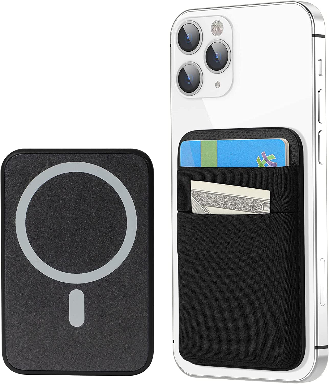 Senose Magnetic Wallet Compatible for Magsafe, Lycra Phone Card Holder Double Layer Card Wallet Compatible for Iphone 14 Pro Max/14 Pro/14/13 Pro Max/13 Pro/13/12 Pro Max/12 Pro/12 (Black)  Senose   