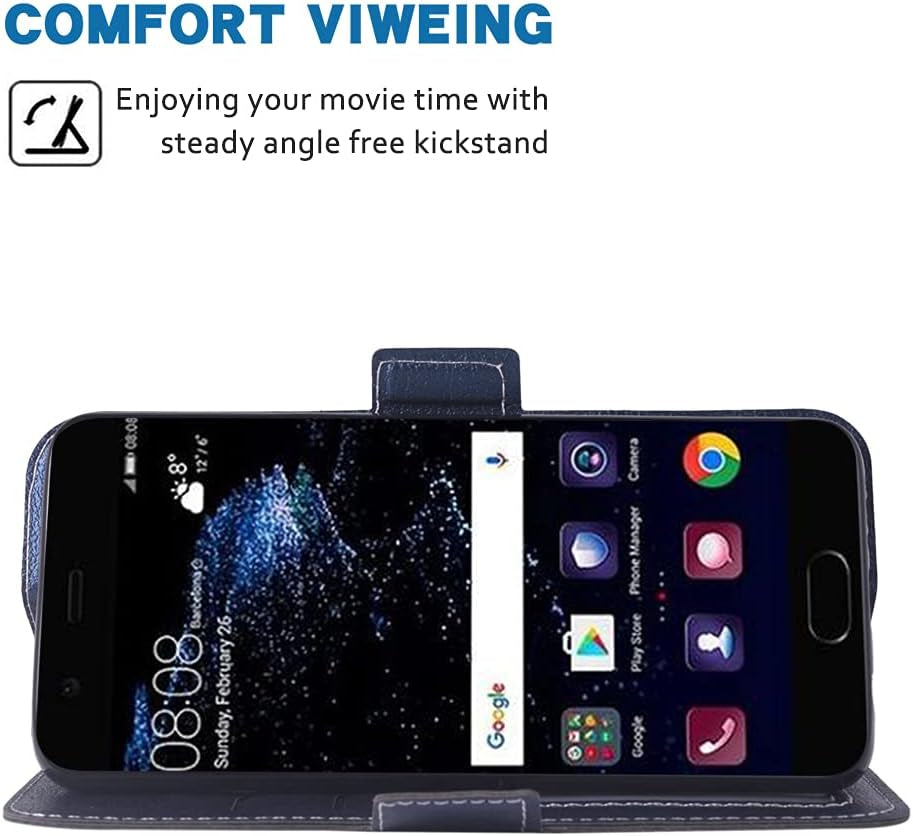 WWAAYSSXA Compatible with Huawei P10 Lite Wallet Case Wrist Strap Lanyard Leather Flip Cover Card Holder Stand Cell Accessories Phone Cases for Hawaii P10Lite P 10 10Lite 2017 Women Men Blue  WWAAYSSXA   