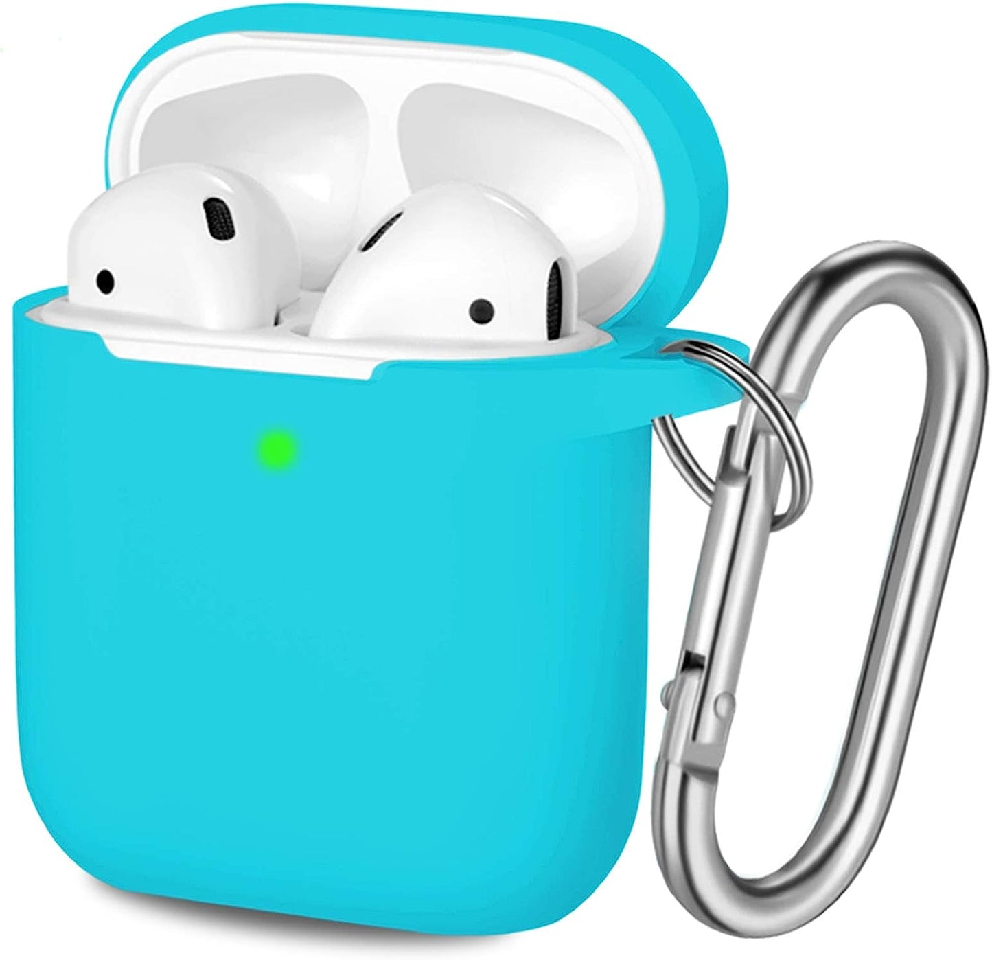 Hamile Cover Compatible with Airpods Case, Soft Silicone Protective Covers Skin (Front LED Visible) Designed for Airpod 2/ Airpod 1 Cases with Keychain Accessories, Women Girls Men Boys,Rose  Hamile Light Blue  