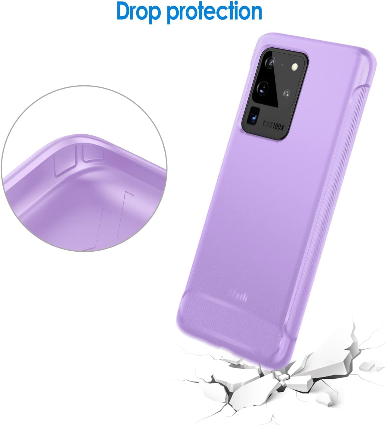 Jetech Slim Fit Case Compatible with Samsung Galaxy S20 Ultra 5G (2020), Thin Phone Cover with Shock-Absorption and Carbon Fiber Design (Light Purple)  JETech   