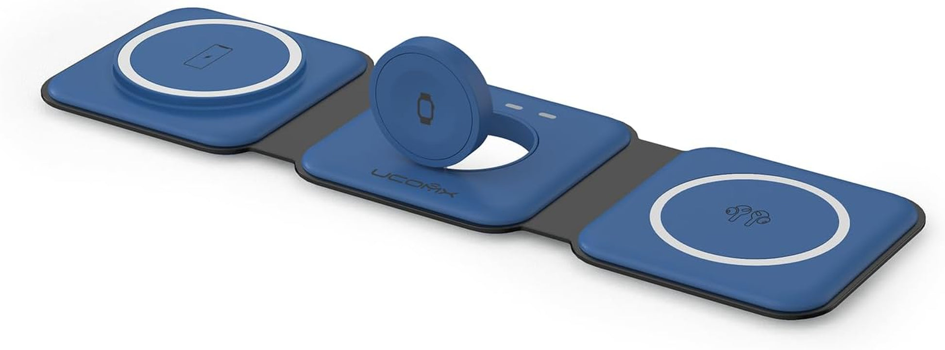 UCOMX Nano 3 in 1 Wireless Charger for Iphone,Magnetic Foldable 3 in 1 Charging Station,Travel Charger for Multple Devices for Iphone 14/13/12 Series,Airpods 3/2/Pro,Iwatch(Adapter Included)  Lilimlss LLC Deep Blue  