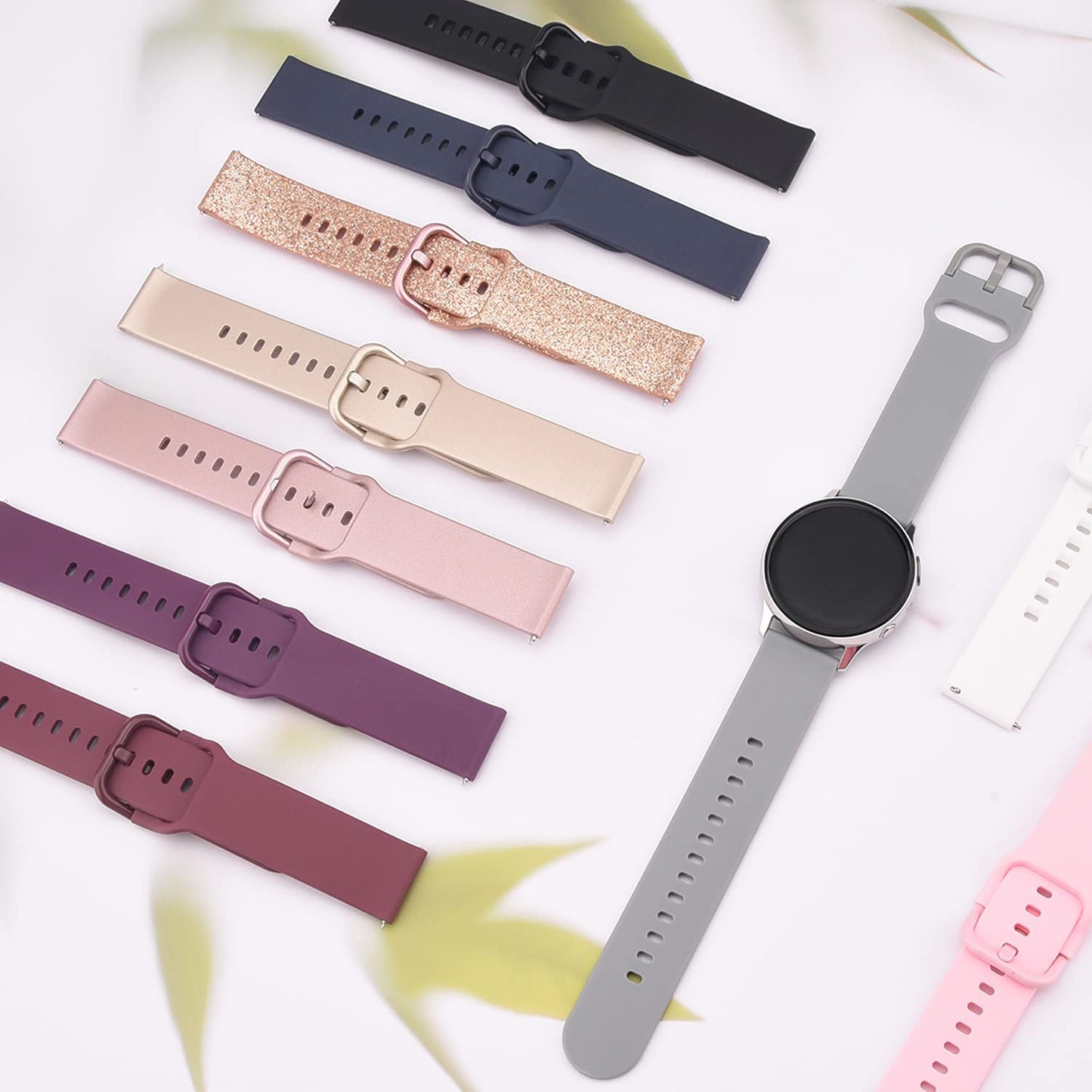 4 PACK Bands Compatible with Samsung Galaxy Watch 4 Band 40Mm 44Mm, Galaxy Watch 4 Classic Band 42Mm 46Mm, Galaxy Watch 5 Bands, Galaxy Watch 5 Pro, 20Mm Adjustable Silicone Sport Strap Replacement Band for Galaxy Watch 4 / 5 Women Men  Wanme   