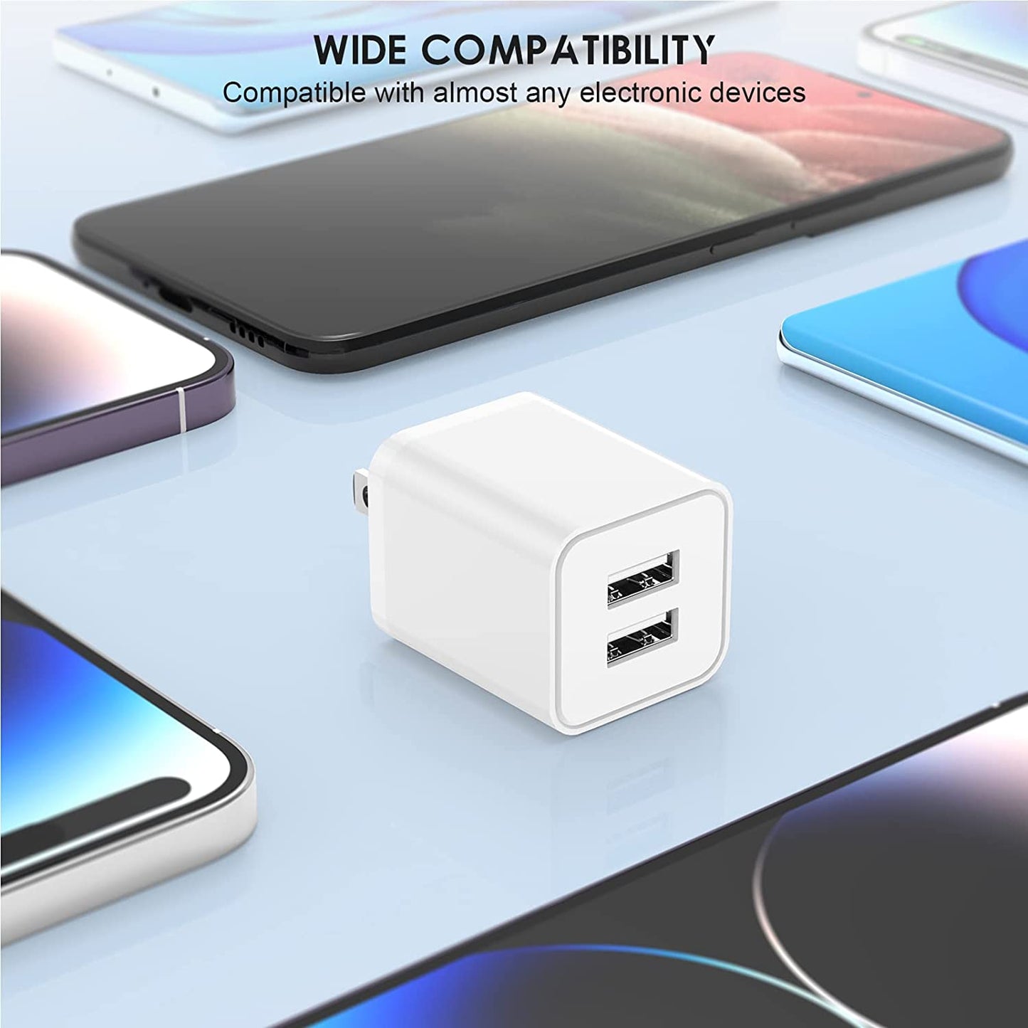 USB Charger 5V 2.4A,Cabepow [2Pack] Dual Port 12W USB Wall Plug,Charger Block Adapter Cube Replacement for Iphone Xs/Xs Max/Xr/X/8/7/6/Plus Ipad Pro/Air/Mini, Galaxy9/8/7(Etl Certified)  Cabepow   