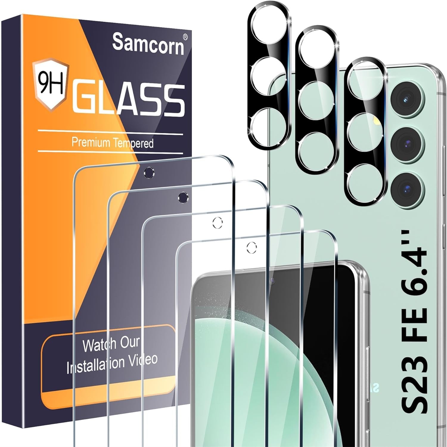 [2+1 Pack] for Google Pixel 6 Pro Privacy Screen Protector, Fingerprint Unlock, 3D Curved, HD Clear Anti-Spy Film for Google Pixel 6 Pro 5G Tempered Glass Camera Screen Protector  Samcorn Balck-S23 Fe Upgrade  