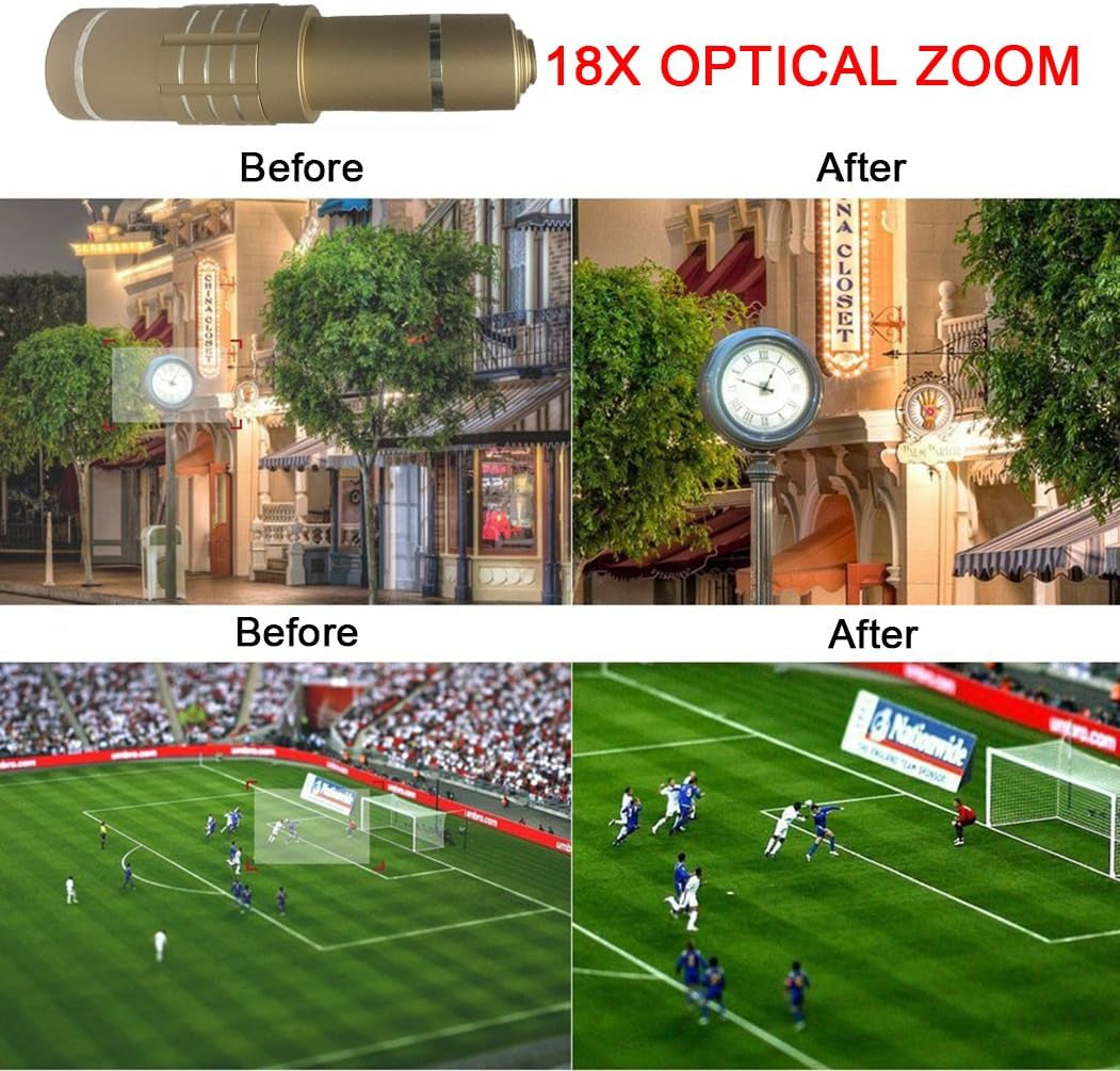 Youniker Optical Camera Lens Kit for Iphone 7 Plus,18X Manual Focus Telephoto Lens for Iphone 7 Plus,Including 18X Aluminum Zoom Telescope Camera Lens with Tripod + Iphone7 plus Case  Youniker   