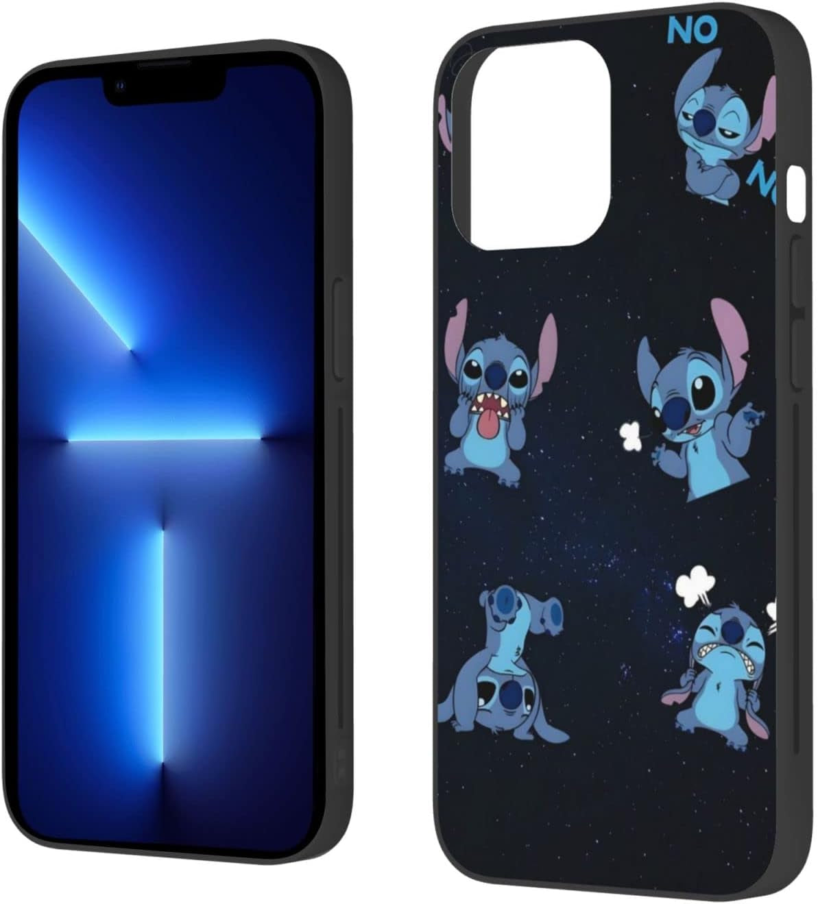 For LG G7 Thinq, Cartoon Ohana Blue Animal Stih #08 Protective Smooth Silicone Shockproof Soft TPU Black Phone Case Back Cover  LARUZE   