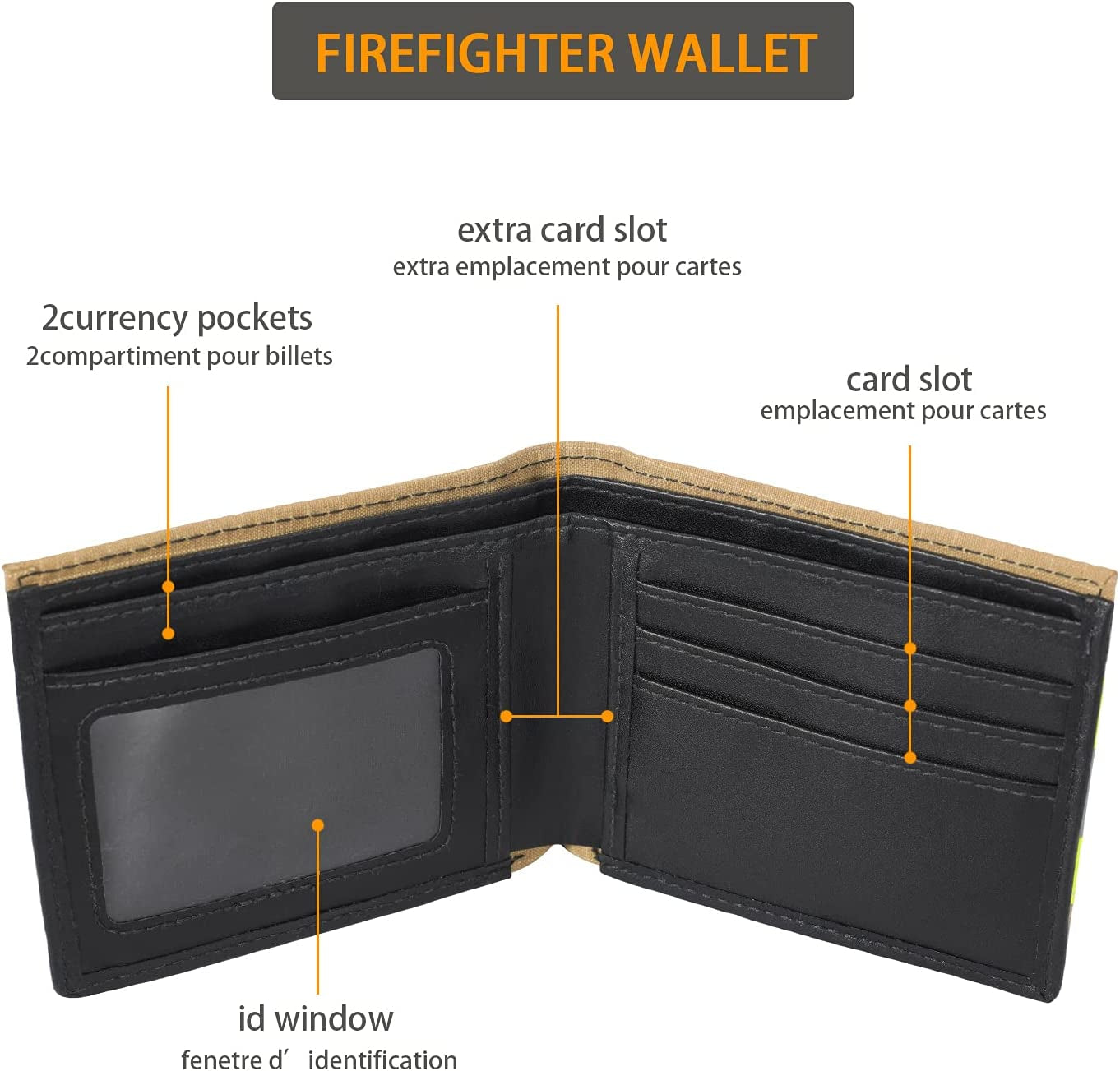 Slim Front Pocket Minimalist Smart Rfid Stitch Wallet for Men & Women, Mens Wallets Credit Card Holder Bifold Mighty Fabric, Inner Leather, Rfid Blocking Firefighter Gear Stripe, Chic Gift Box  ARCTOTTI   