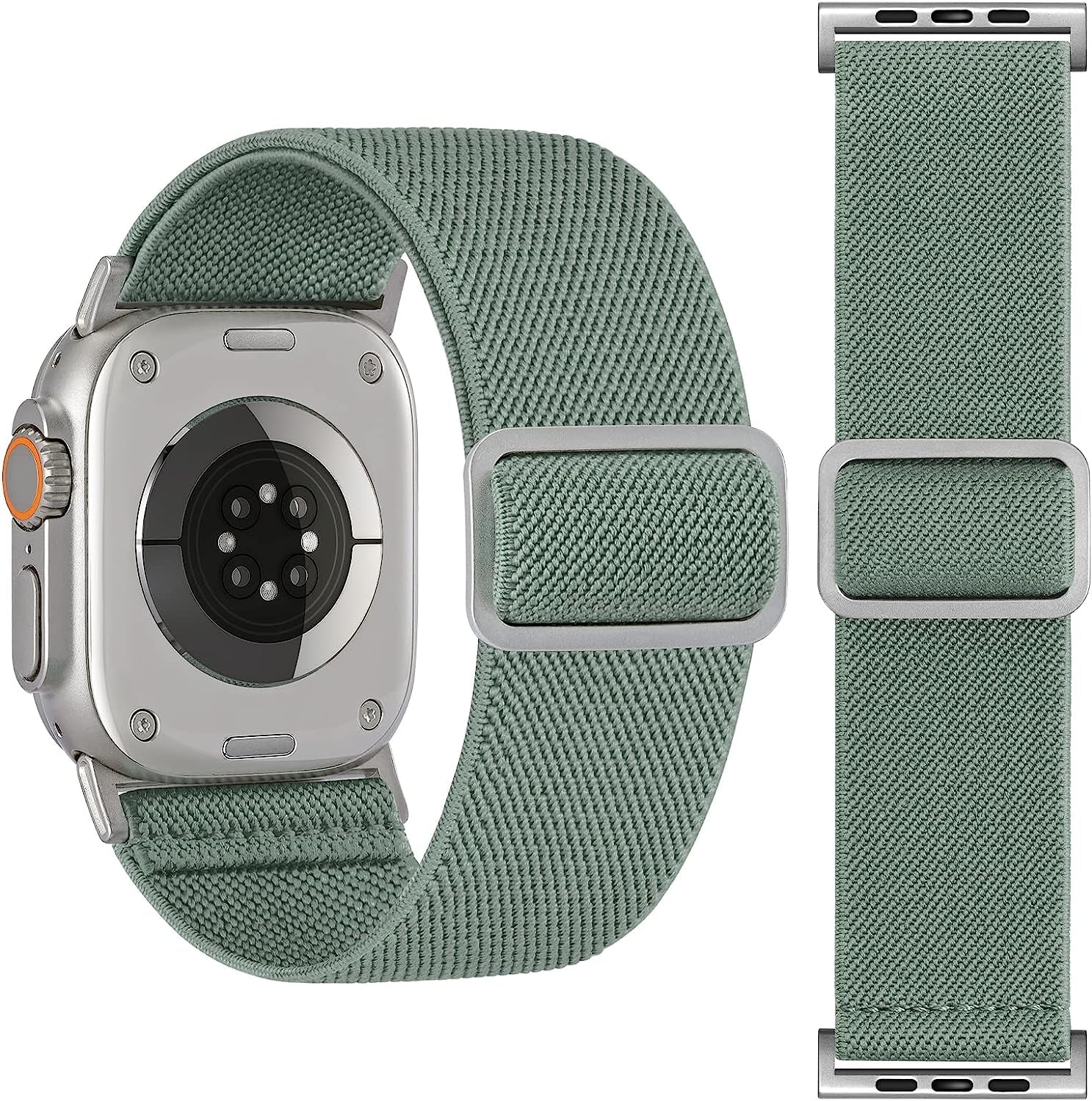 25MM/30MM Wide Stretchy Nylon Compatible with Apple Watch Ultra Band 44Mm 45Mm 49Mm 38Mm 40Mm 41Mm 42Mm, Adjustable Sport Soft Elastic for Apple Watch Band Men, Wristband for Iwatch SE 8 7 6 5 4 3 2 1  HEARTBOOM Dark Green 49mm/45mm/44mm/42mm(Band width 30mm) 