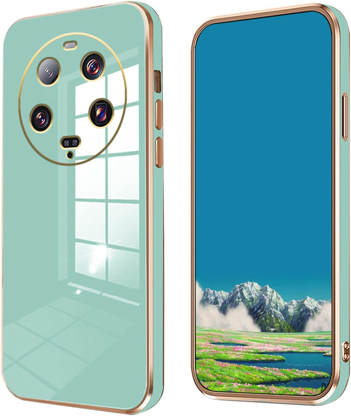 Compatible with Xiaomi 13 Ultra Case for Women Men, Ultra Thin Xiaomi 13 Ultra Phone Case Silicone Cute Shockproof Plating Electroplate Soft Cases Cover (Lavender Grey)  Tiwinxing Green  