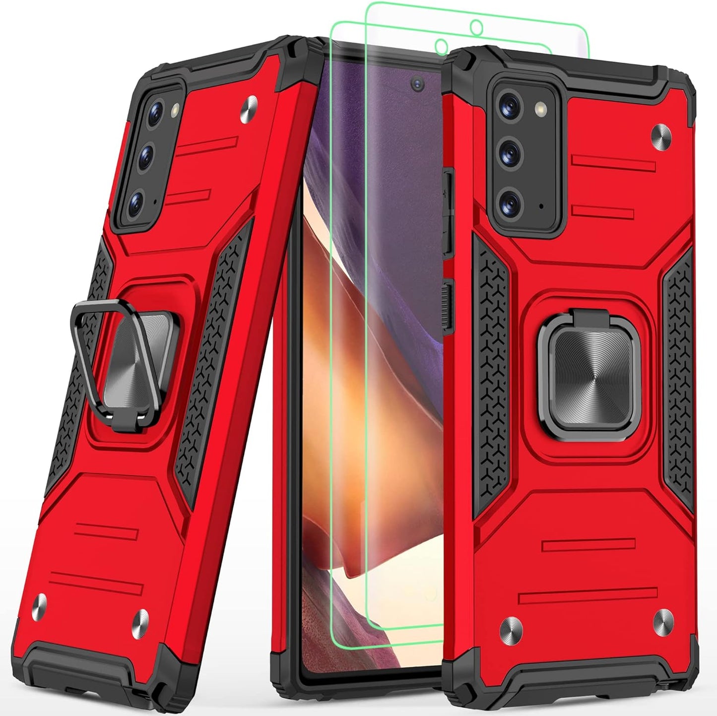 AYMECL for Note 20 Case, Samsung Galaxy Note 20 Case with Self Healing Flexible TPU Screen Protector[2 Pack], Military Grade with Kickstand Protective Case for Samsung Galaxy Note 20 5G-Blue  AYMECL Note 20 Red  