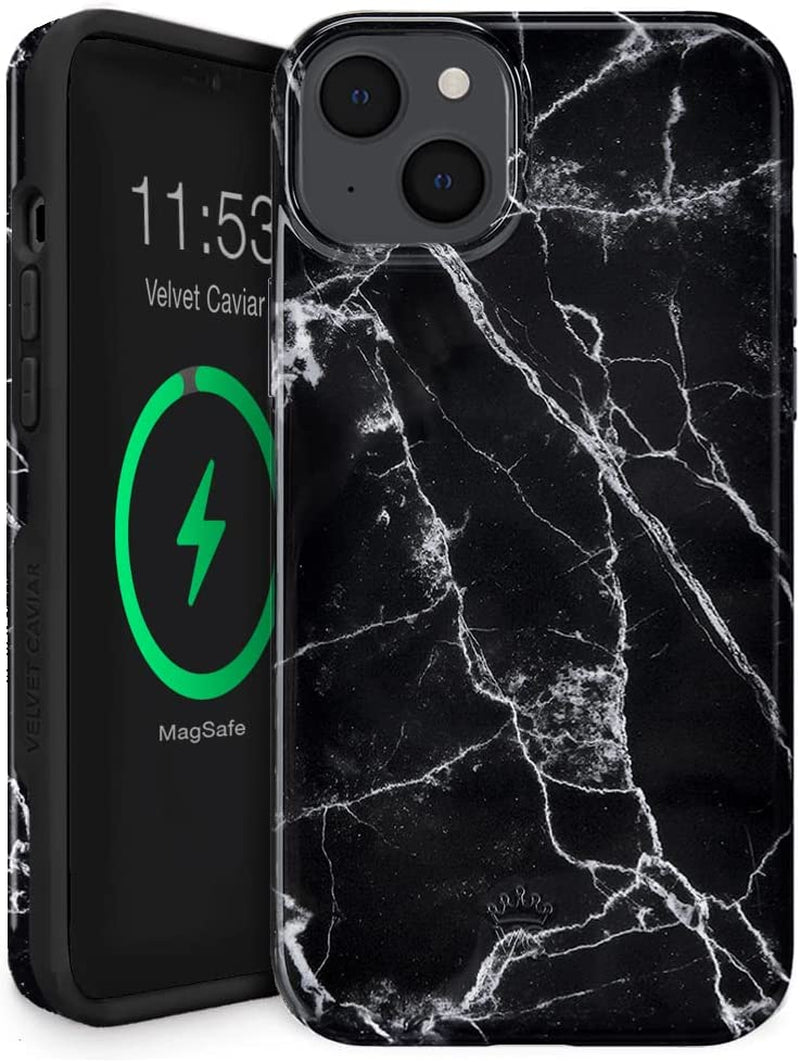 Velvet Caviar Designed for Iphone 14 PRO Case Floral [10Ft Drop Tested] Compatible with Magsafe - Protective Microfiber Lining (Purple, Rose Gold)  Velvet Caviar Black Marble Iphone 14 