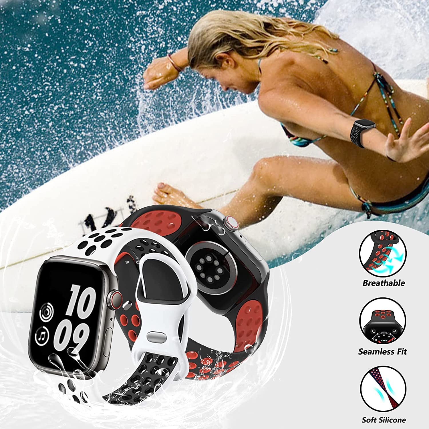 12 Pack Compatible with Apple Watch Band 49Mm 45Mm 44Mm 42Mm 41Mm 40Mm 38Mm, Breathable Soft Silicone Sport Replacement Strap Men Women for Iwatch Series 8/7/6/5/4/3/2/1/Se/Ultra  Brigtlaiff   