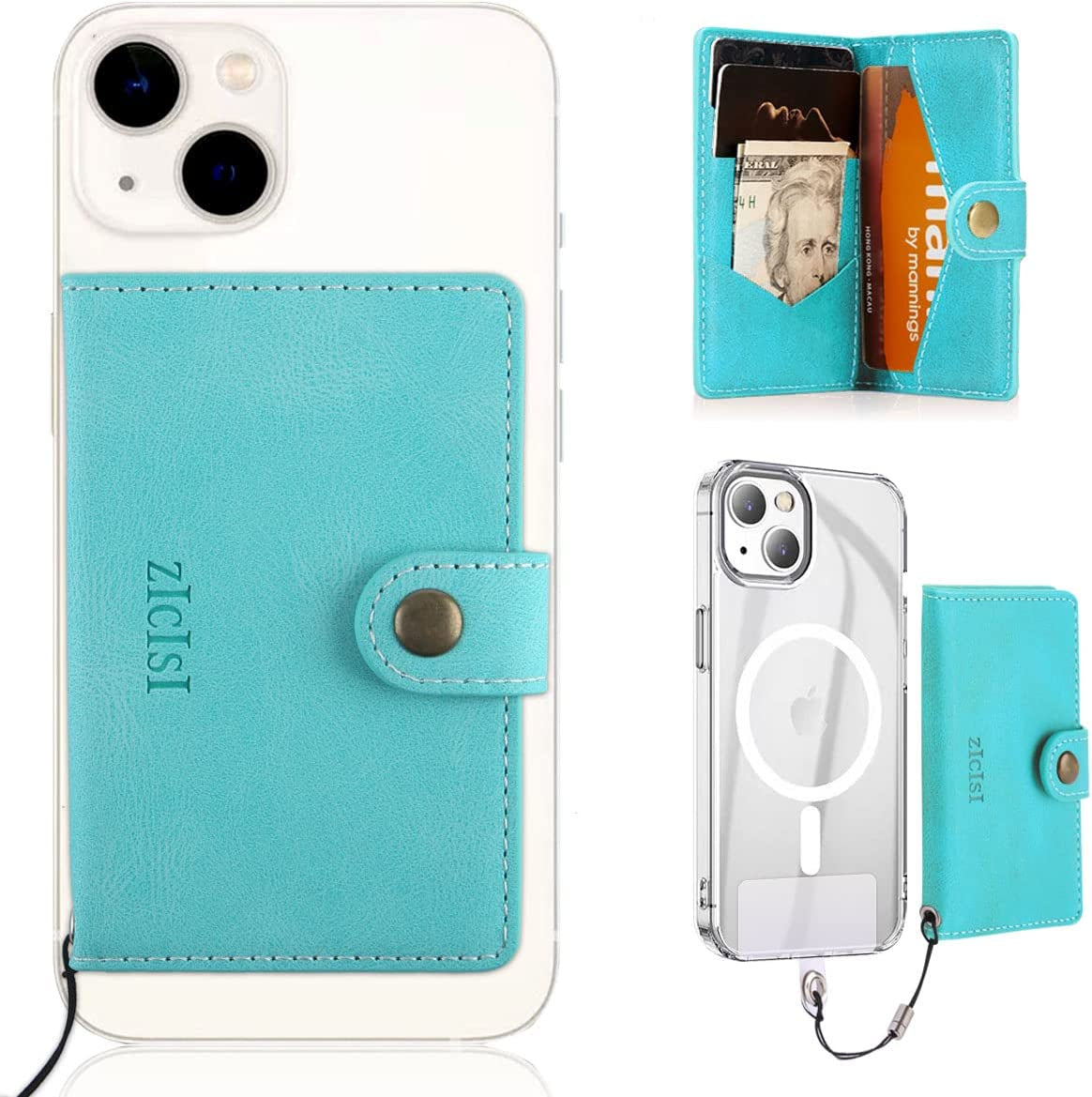 ZICISI for Apple Magnetic Wallet Card Holders with RFID Blocking & Kickstand for Iphone Magsafe Wallet [2 Money Holders + 4 Credit Carders],Compatible with Iphone 13/12 Pro Max/Pro/Mini, Black  ZICISI Green  