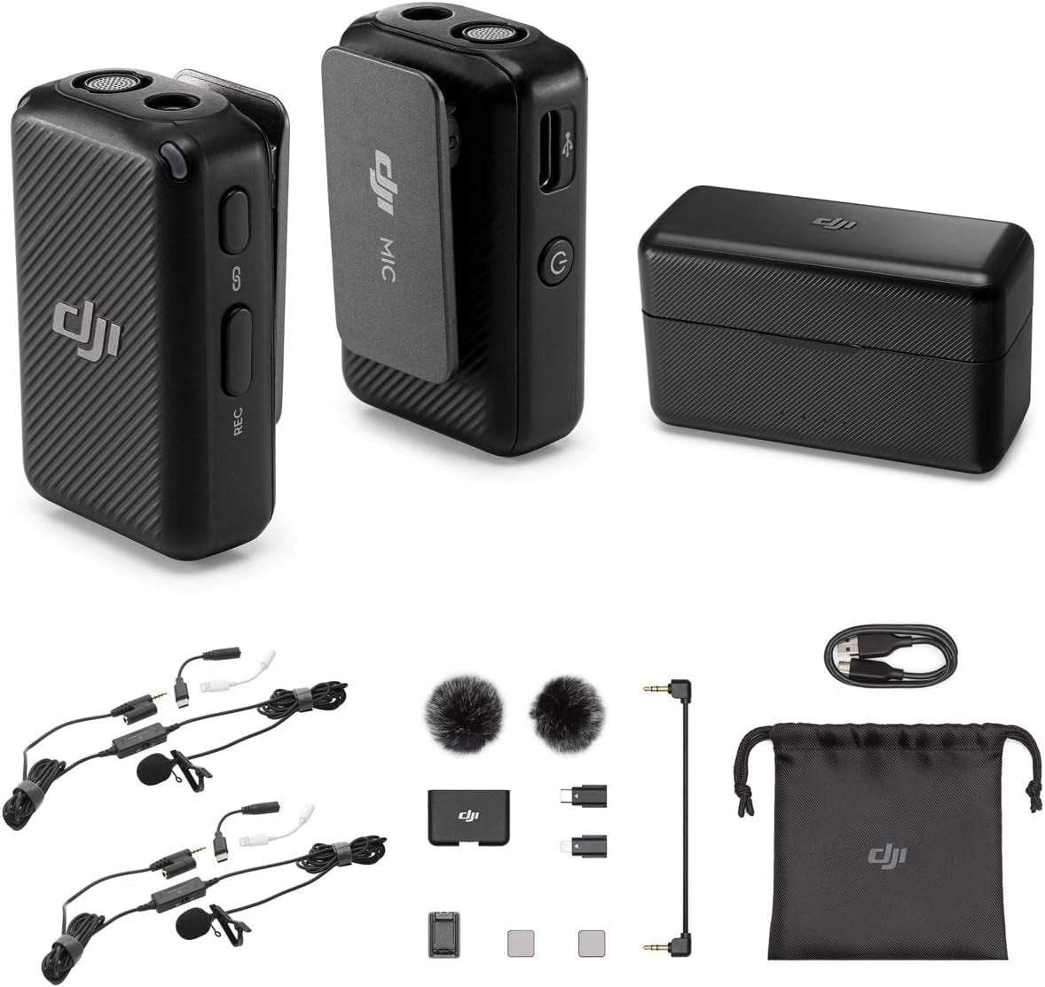 DJI Mic 2-Person Compact Digital Wireless Microphone System/Recorder for Camera & Smartphone, 2.4 Ghz with 2X TASL500 Lavalier Microphone  DJI   