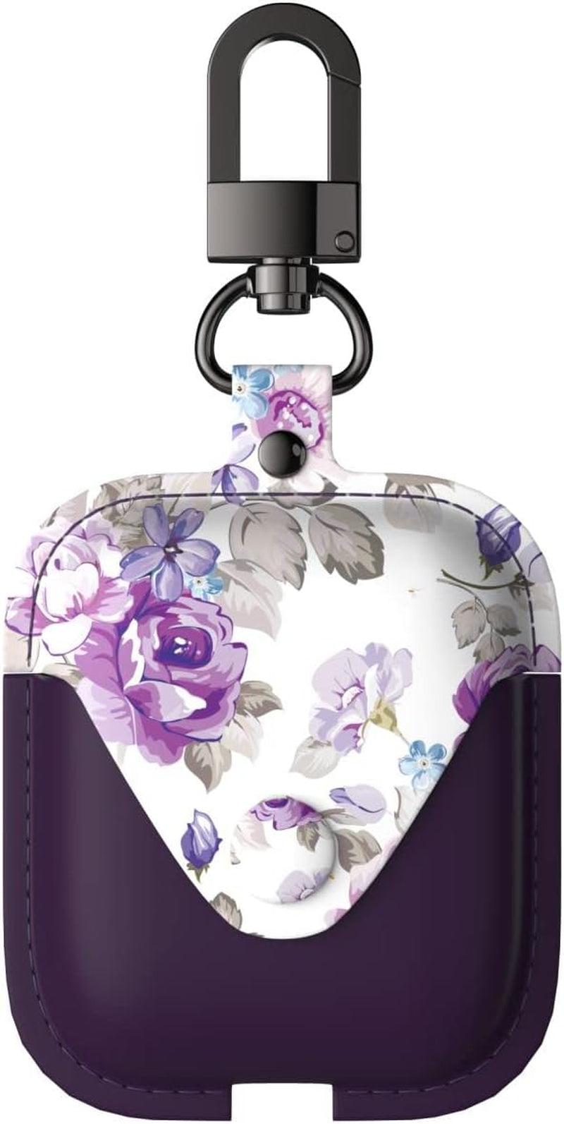 Wenew Leather Case for Airpods 1 & 2, Airpods 2 Case with Snap Closure Airpods Leathe Case for Women with Clip (Blue)  wenew Purple  