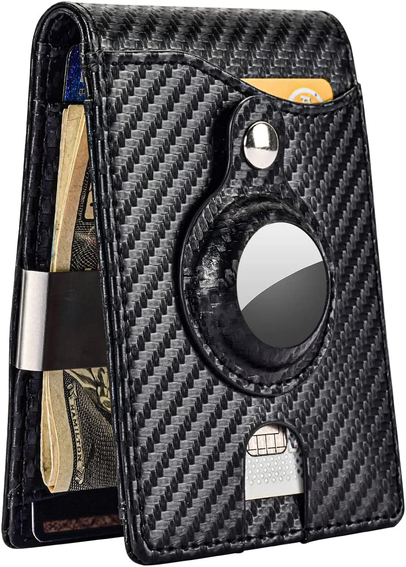 Herrontown Airbag Wallet Men, Front Pocket Slim Bifold Wallet with Airtag Holder, Minimalist Wallet with Money Clip & 11 Credit Card Slot  Herrontown Carbon Black  