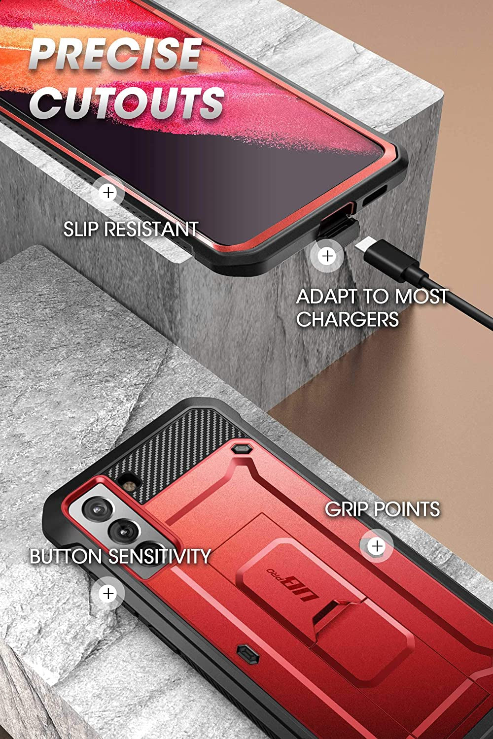 SUPCASE Ubpro Series Case for Galaxy S21+ plus 5G (2021 Release), Full-Body Dual Layer Rugged Holster & Kickstand Case without Built-In Screen Protector (Ruddy)  SUPCASE   