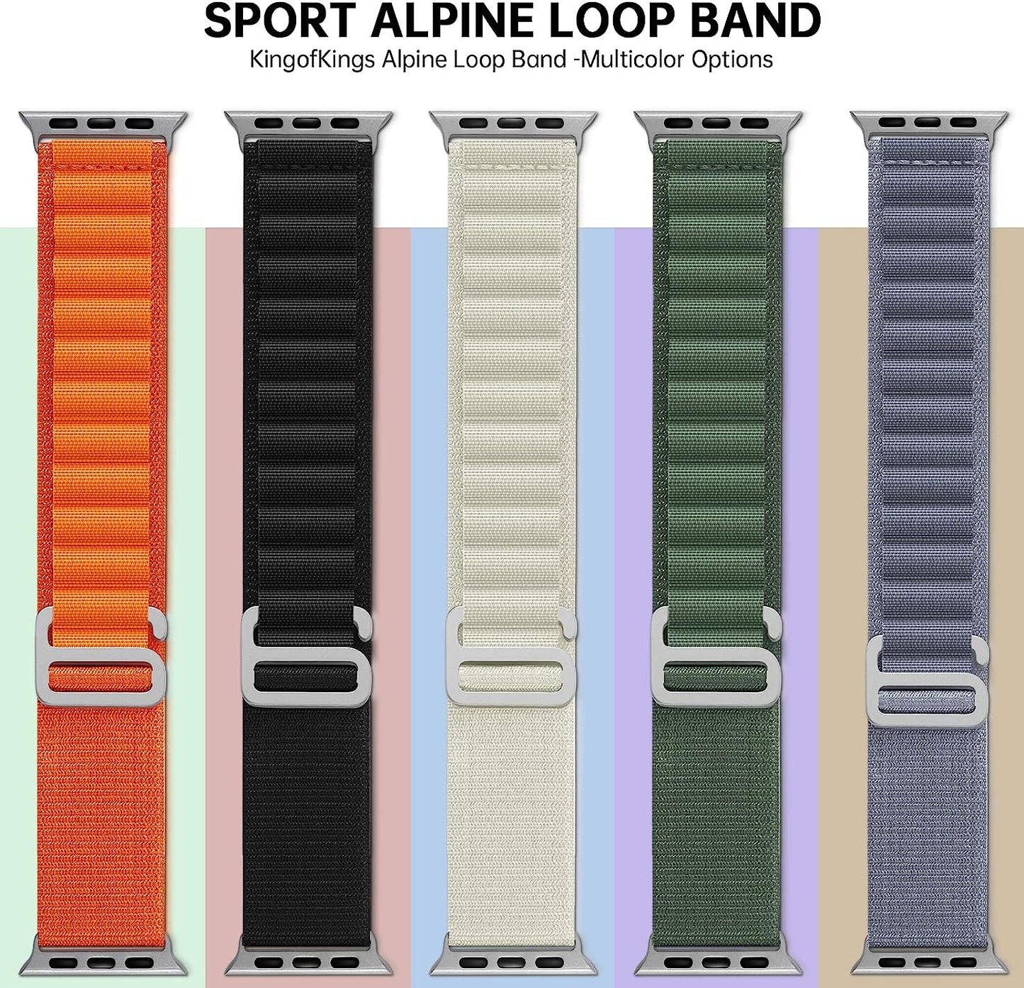 Kingofkings Alpine Loop Bands Compatible with Apple Watch Band Ultra 49Mm 45Mm 44Mm 42Mm 41Mm 40Mm 38Mm for Men/Women Nylon Sport Strap for Iwatch Series 8 7 SE 6 5 4 3 2 1  KingofKings   