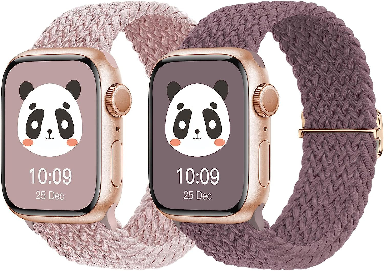 𝟐 𝐏𝐚𝐜𝐤 Stretchy Braided Compatible with Apple Watch Band 44Mm 45Mm 38Mm 40Mm 41Mm 42Mm 49Mm for Women Men, Adjustable and Comfortable Sport Wristbands for Iwatch Series 8 7 6 5 4 3 2 1 SE Ultra  KingofKings Pink/Smoke Violet 38mm/40mm/41mm 