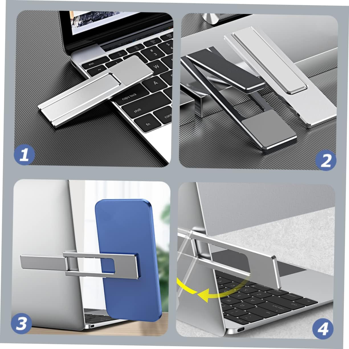 KOMBIUDA Mobile Phone Extension Bracket Foldable Laptop Stand Adjustable Computer Stand Adjustable Laptop Stand Metal Mobile Bracket Magnetic Mobile Stand Laptop Extension Stand Phone Clip  KOMBIUDA   