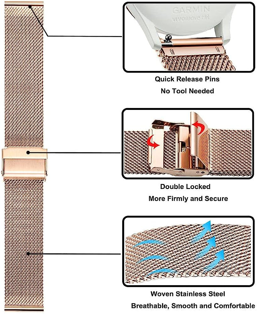 IRFKR Stainless Steel Metal Watchband for Garmin Venu Watch Wrist Band Strap for Garmin Vivoactive 3 Music  IRFKR   