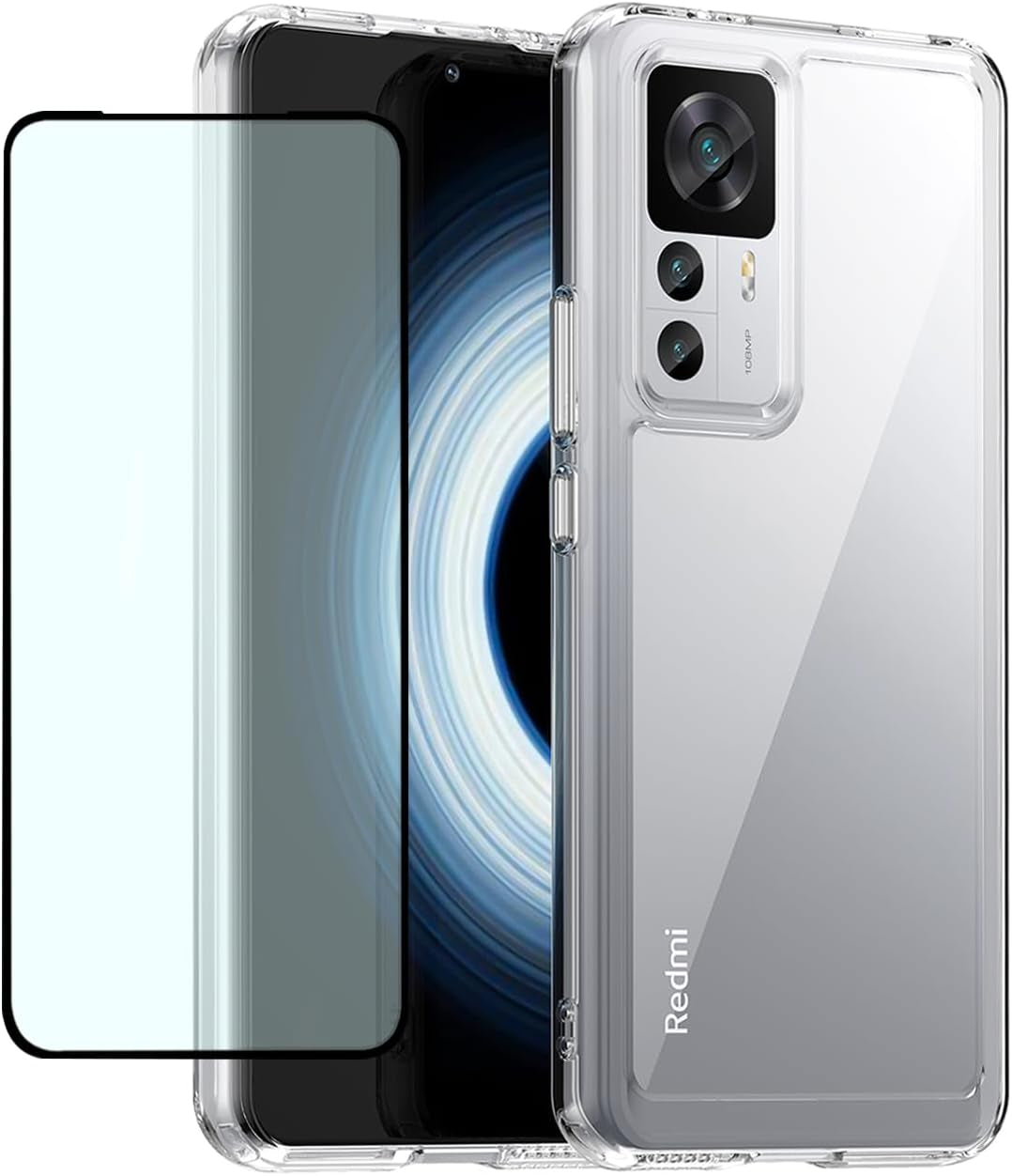 GTBDEKI Clear Case for Xiaomi 12T Pro Case/Xiaomi 12T/Redmi K50 Ultra Case with HD Screen Protector, Shockproof Clear Hard PC + TPU Bumper Protective Cover Case for Xiaomi 12T Pro 5G Crystal Blue  GTBDEKI Clear  