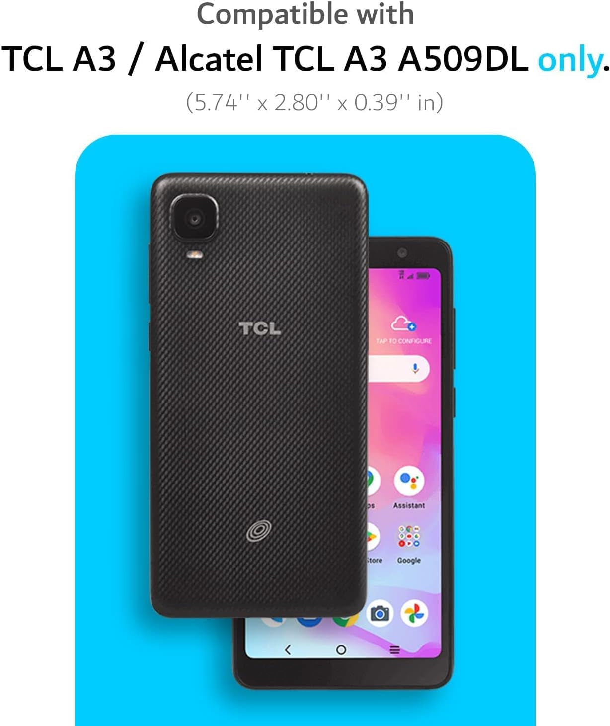 TUDIA Dualshield Designed for Alcatel TCL A3 A509DL Phone Case/Tcl A30 Case, [Merge] Shockproof Military Grade Drop Protection Dual Layer Protective Case - Matte Black  TUDIA   