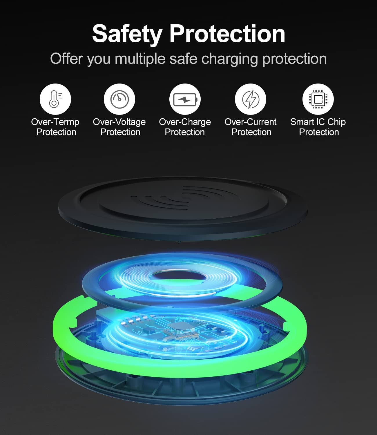 Wireless Charger Pad, 15W Max Fast RGB Wireless Charging Pad Compatible Iphone 14/14 Plus/14 Pro/14 Pro Max/13/13 Mini/Se 2022/12/11/X/8,Samsung Galaxy S22/S21/S20,Airpods 3 2 Pro(No AC Adapter) Black  MMK   