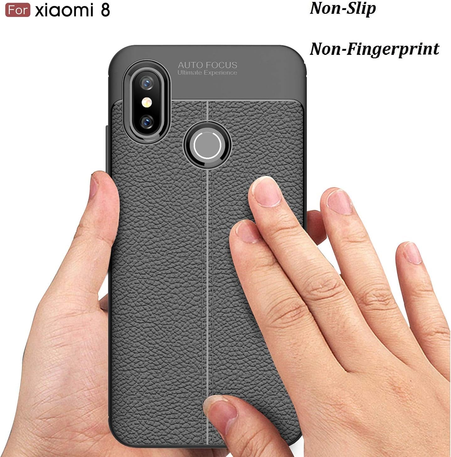 Cruzerlite Case Compatible with Cellphone Xiaomi Mi 8 Case, Flexible Slim Case with Leather Texture Grip Pattern and Shock Absorption TPU Cover Compatible with Cellphone Xiaomi Mi 8 (Black)  Mi8-PAT   