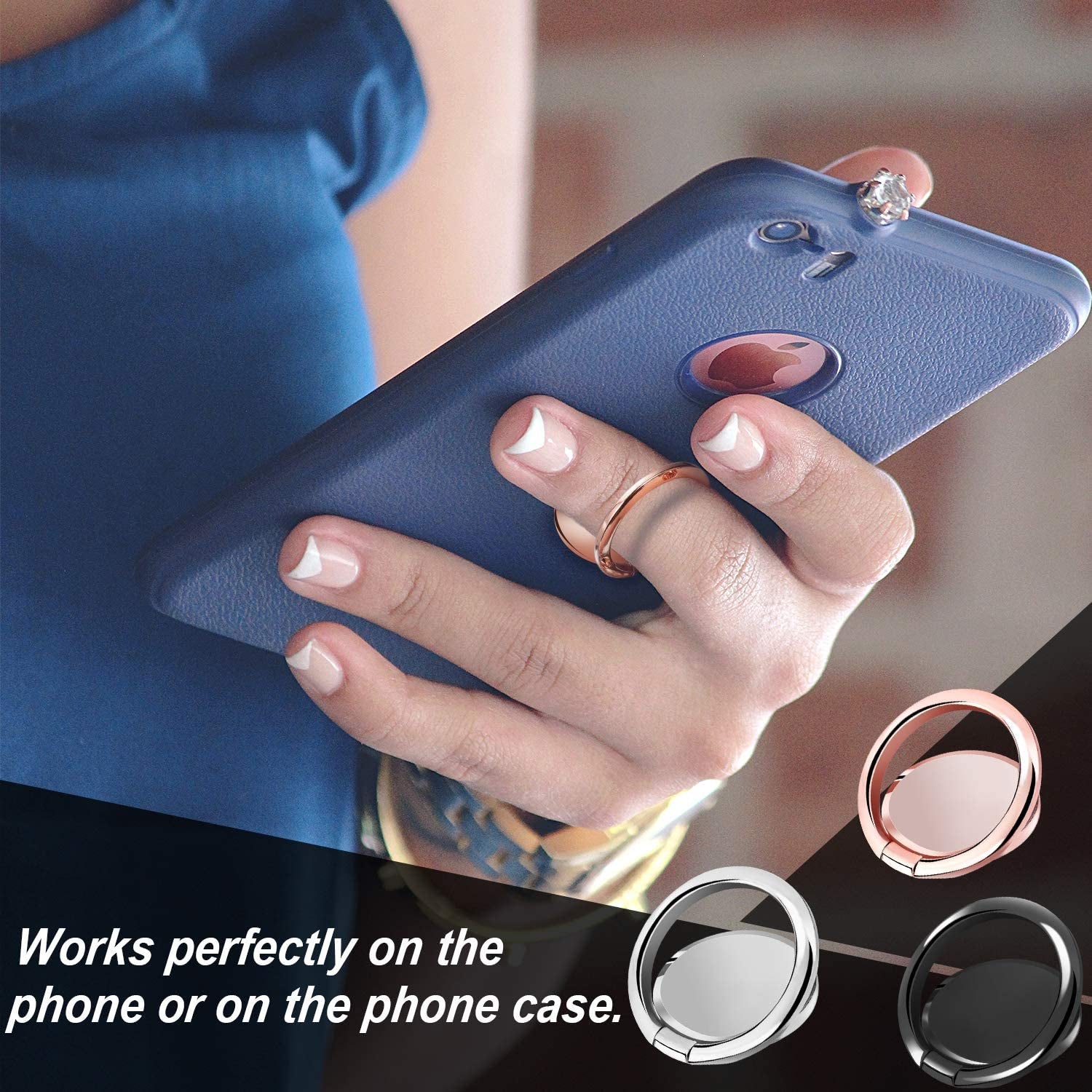 Rngeo Finger Ring Stand & Magnetic Mount Set, Pack of 4 Universal Thin 360 Degree Rotation Phone Rings & Air Vent Cell Phone Holder for Car, Compatible with All Iphone & Android Smartphones  Rngeo   