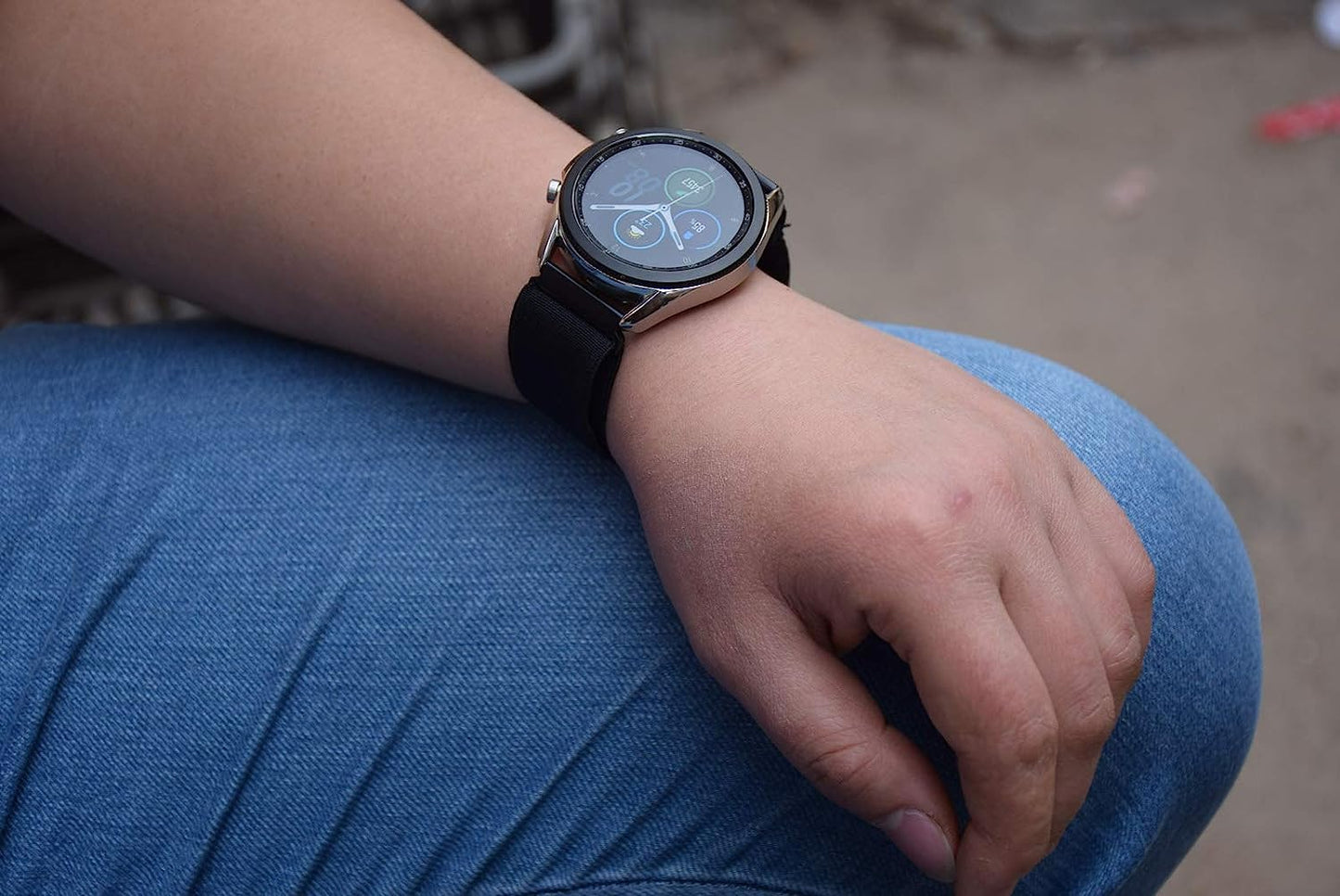 22Mm Elastic Wristband/Armband Strap for Compatible with Garmin Venu 2, Fossil Gen 6 44Mm, Samsung Galaxy Watch 3 45Mm, Garmin Vivoactive 4 45Mm Smartwatch (Black, Medium)  Grestun   