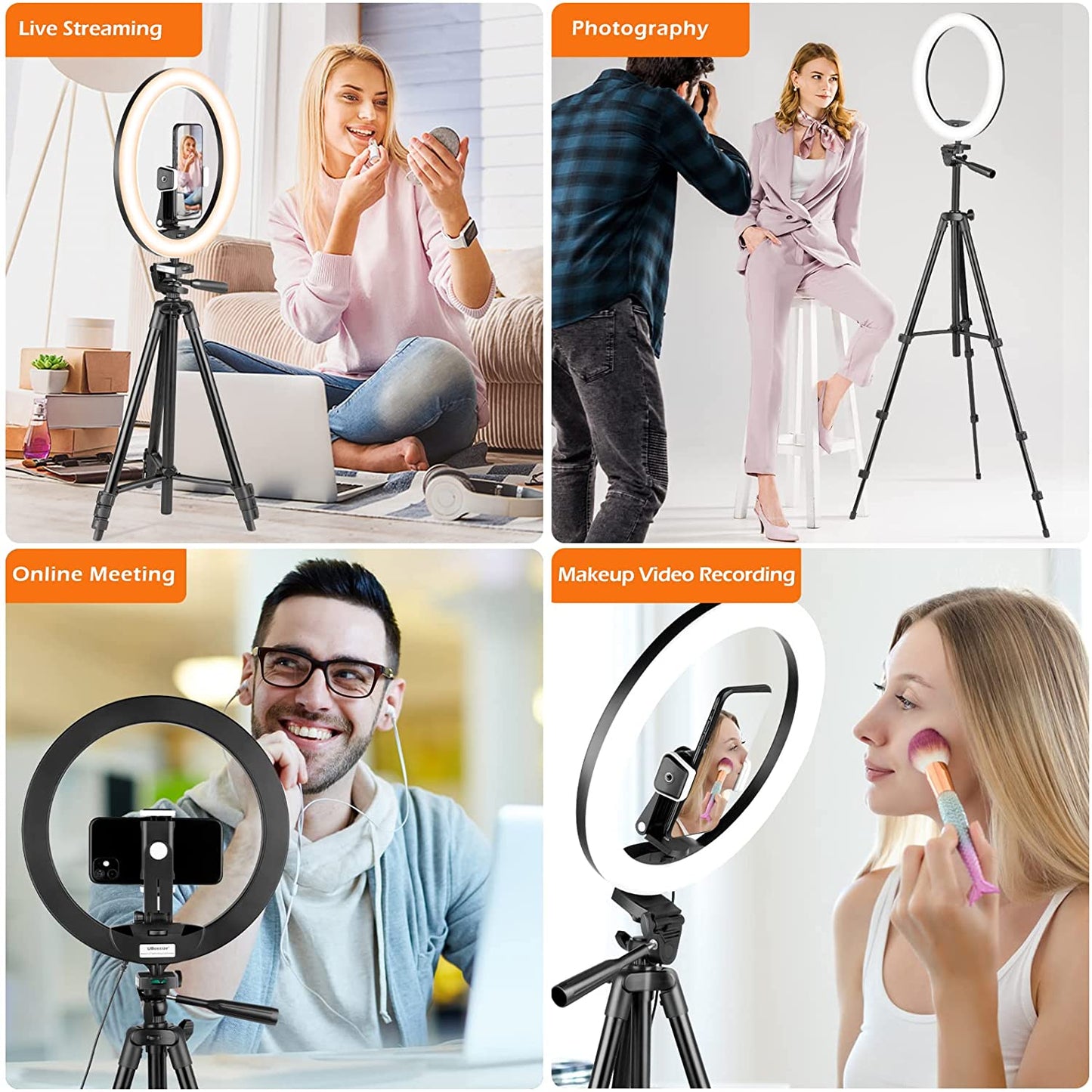 Sensyne 12'' Ring Light with Tripod Stand, LED Selfie Ring Light with Stand and Phone Holder for Photography/Recording/Youtube/Tiktok, Compatible with All Cell Phones/Cameras  sensyne   