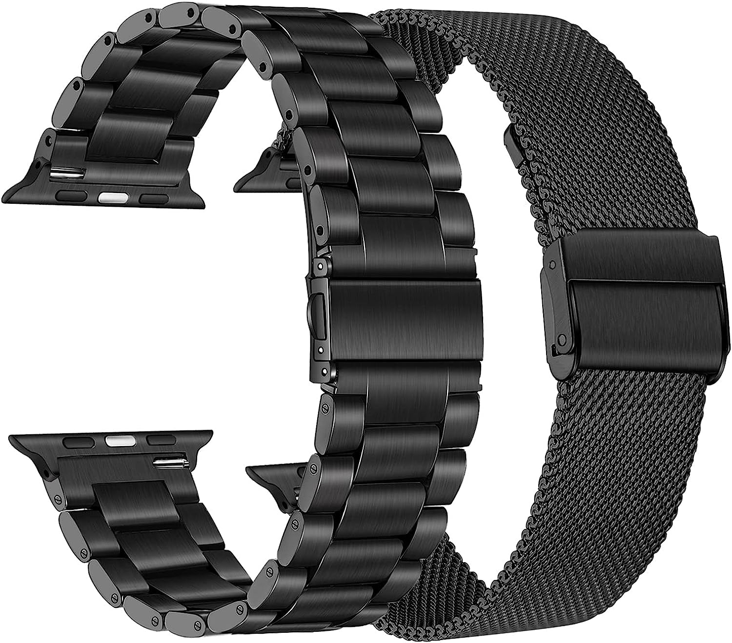 Trumirr Band Sets for Apple Watch 41Mm 40Mm 38Mm Rose Gold Women, 2 Pack Solid Stainless Steel Watchband + Mesh Strap for Iwatch SE Series 7 6 5 4 3 2 1 41Mm 40Mm 38Mm  TRUMiRR Black 42/44/45/49mm 
