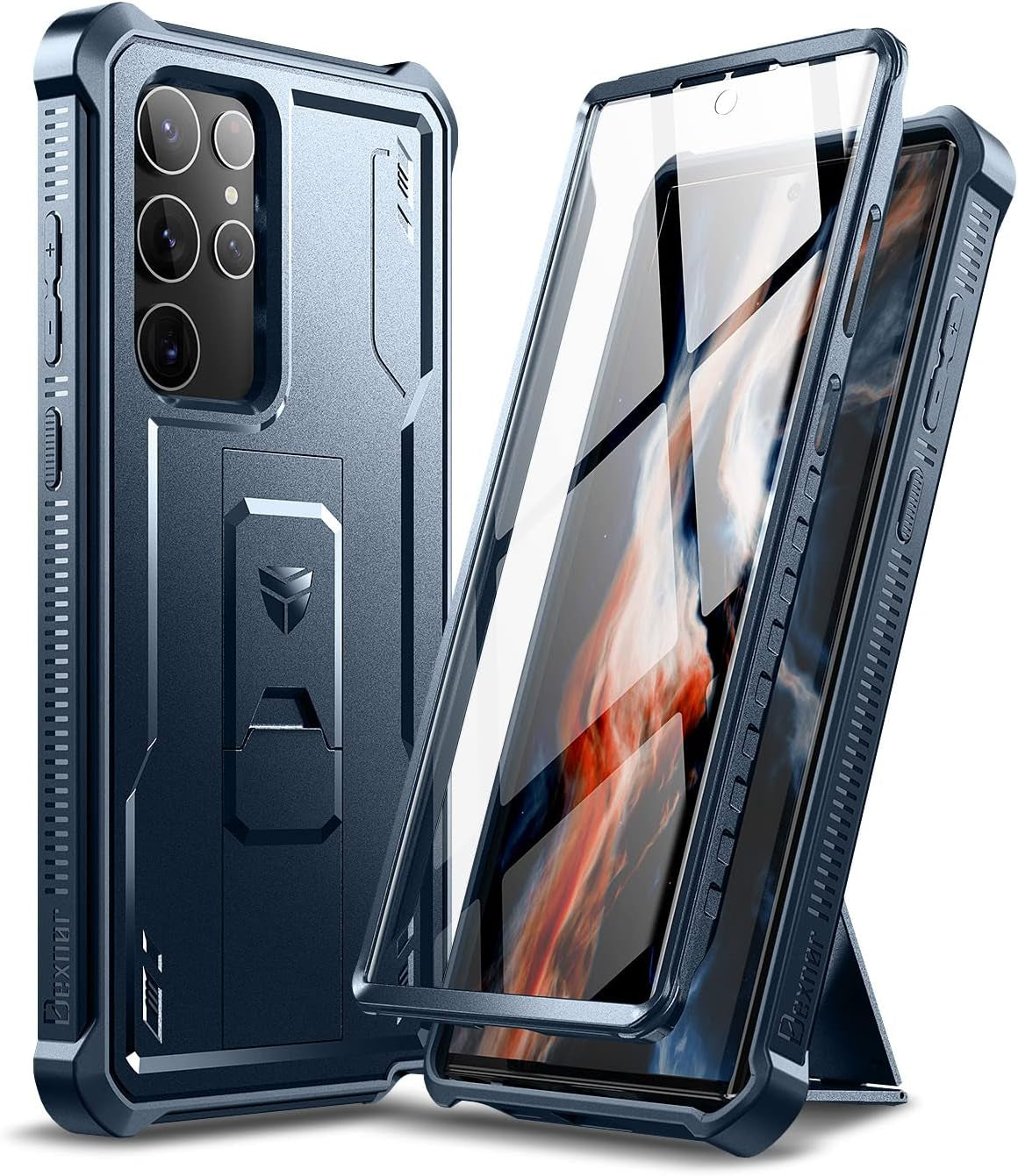 Dexnor for Samsung Galaxy S22 Ultra Case, [Built in Screen Protector and Kickstand] Heavy Duty Military Grade Protection Shockproof Protective Cover for Samsung Galaxy S22 Ultra 5G,Maroon Red  Dexnor Navy Blue  