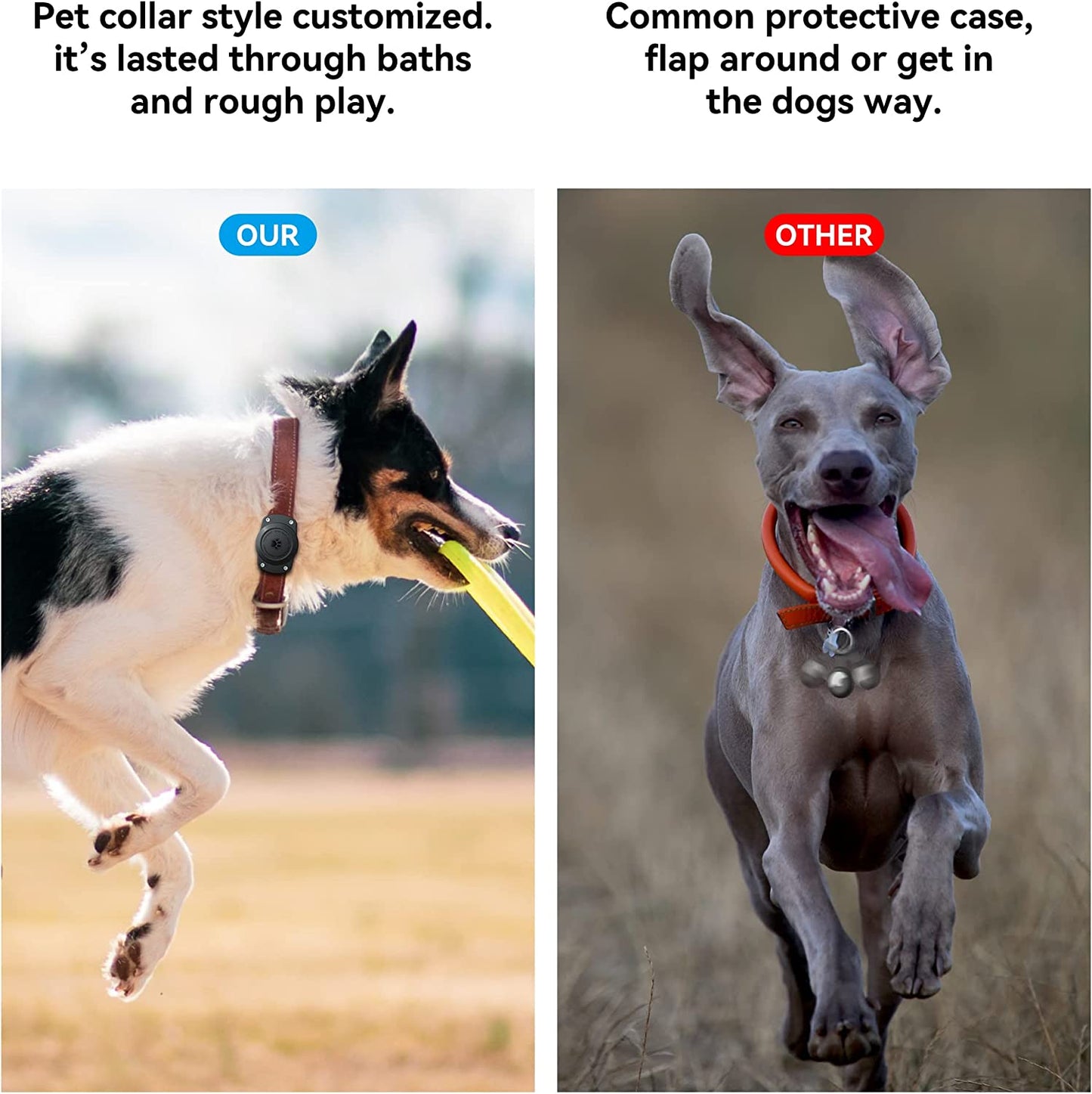 IPX8 Waterproof Airtag Dog Collar Holder, Ultra-Durable Dog & Cat Collars Mount for Airtag, Fits All Width Collars (2 Pack-Black)  CITYWAY   