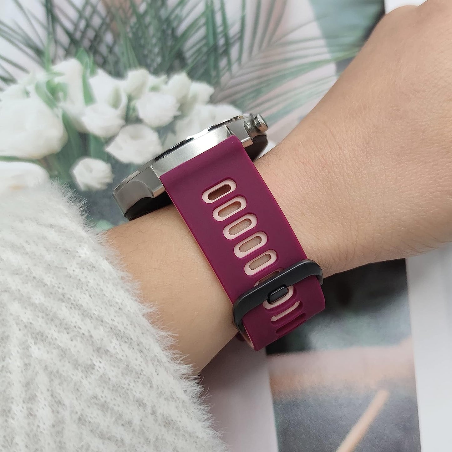 22Mm Galaxy Watch 3 45Mm Band,Soft Silicone Galaxy Watch 46Mm Bands Compatible for Samsung Gear S3 Frontier & Classic/Garmin Venu 2/Forerunner 255/ Forerunner 745/Vivoactive 4 Wristband for Men Women  EZMVZKU   