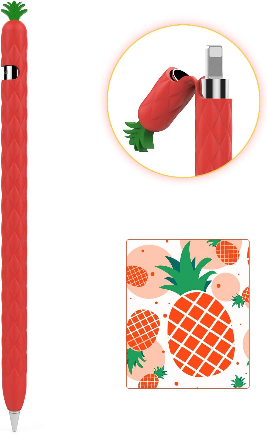 Ahastyle Ipencil Case Sleeve Cute Fruit Design Silicone Soft Protective Cover Accessories Compatible with Apple Pencil 1St Generation (Yellow)  AHASTYLE Red Apple Pencil 1st 