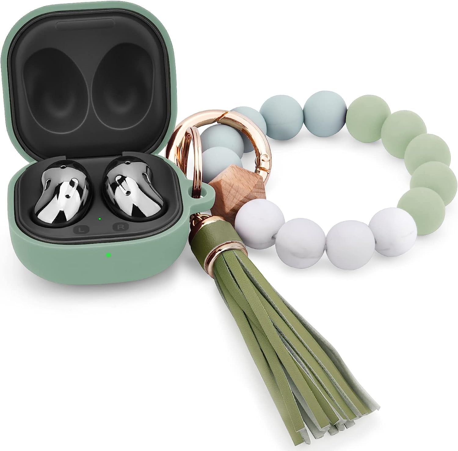 Filoto Case for Samsung Galaxy Buds 2 (2021) / Galaxy Buds Pro (2021) / Galaxy Buds Live/Buds 2 Pro, Cute Silicone Earbuds Protective Case Cover with Bracelet Keychain (Black)  Kerle Cactus Green  