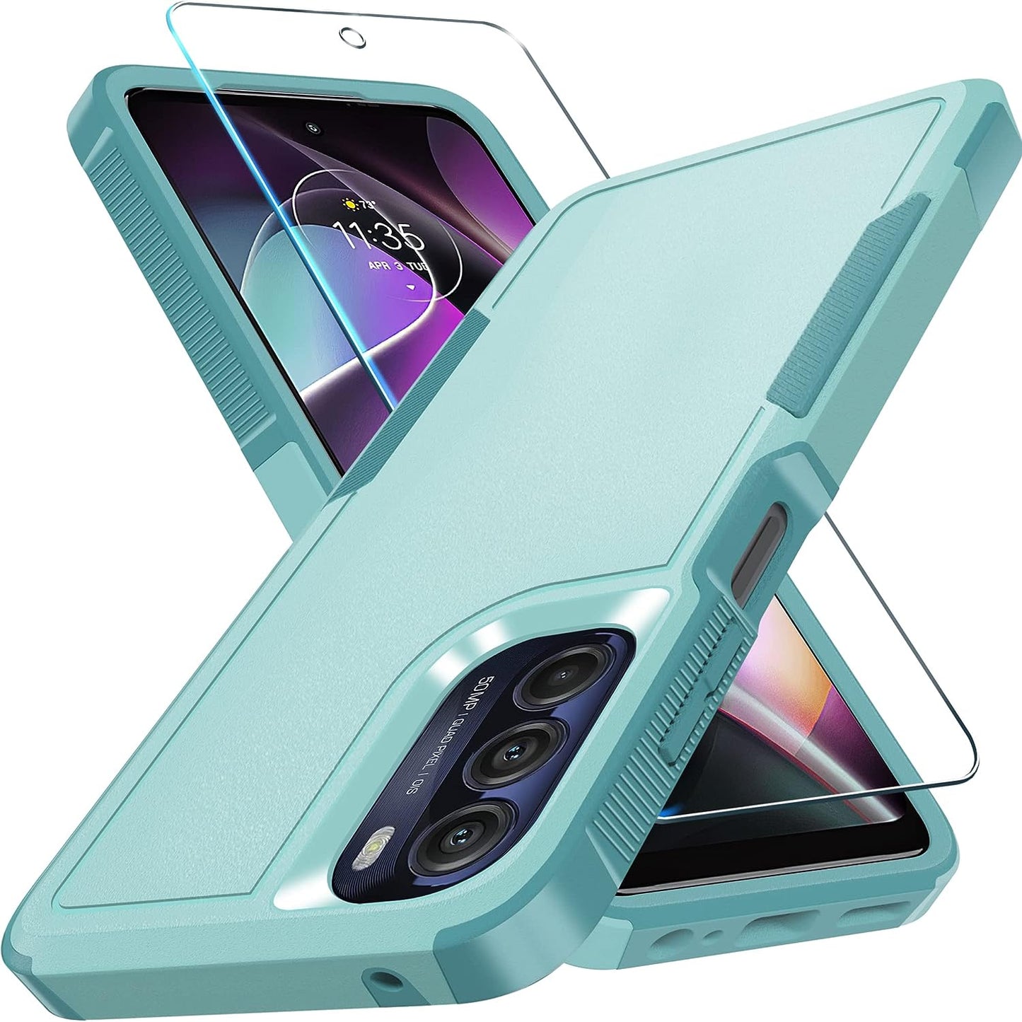 For Motorola Moto G Power 5G 2023 & Moto G 5G 2023 Case with Tempered Glass Screen Protector[1 Pack], Dual Layer Full Body Heavy Duty Rugged Shockproof Protective Phone Cover, Mint Green  RMOCR Mint Green Moto G 5G 2022 
